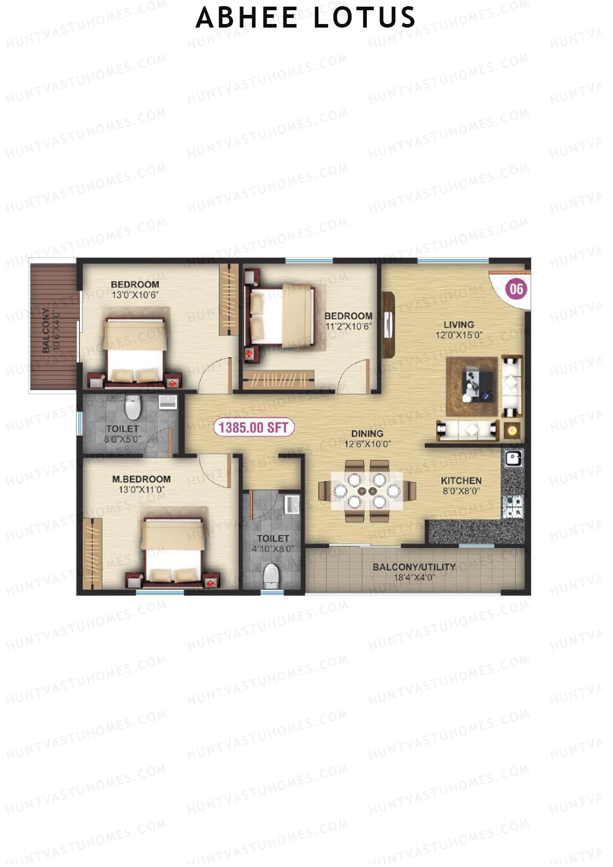 Abhee Lotus Tower 1 Unit 6 Floor Plan