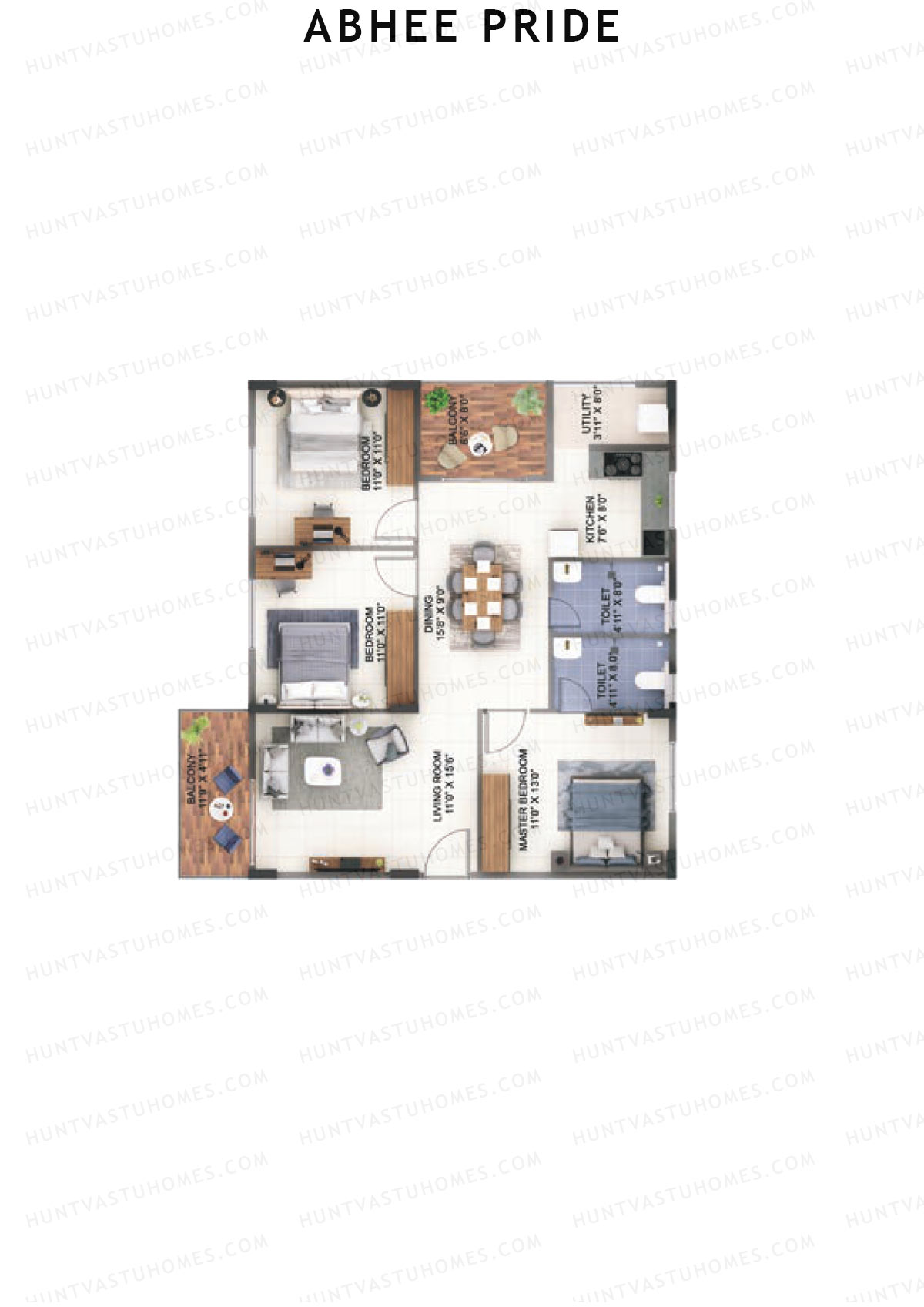Abhee Pride Block A Unit A1 Floor Plan