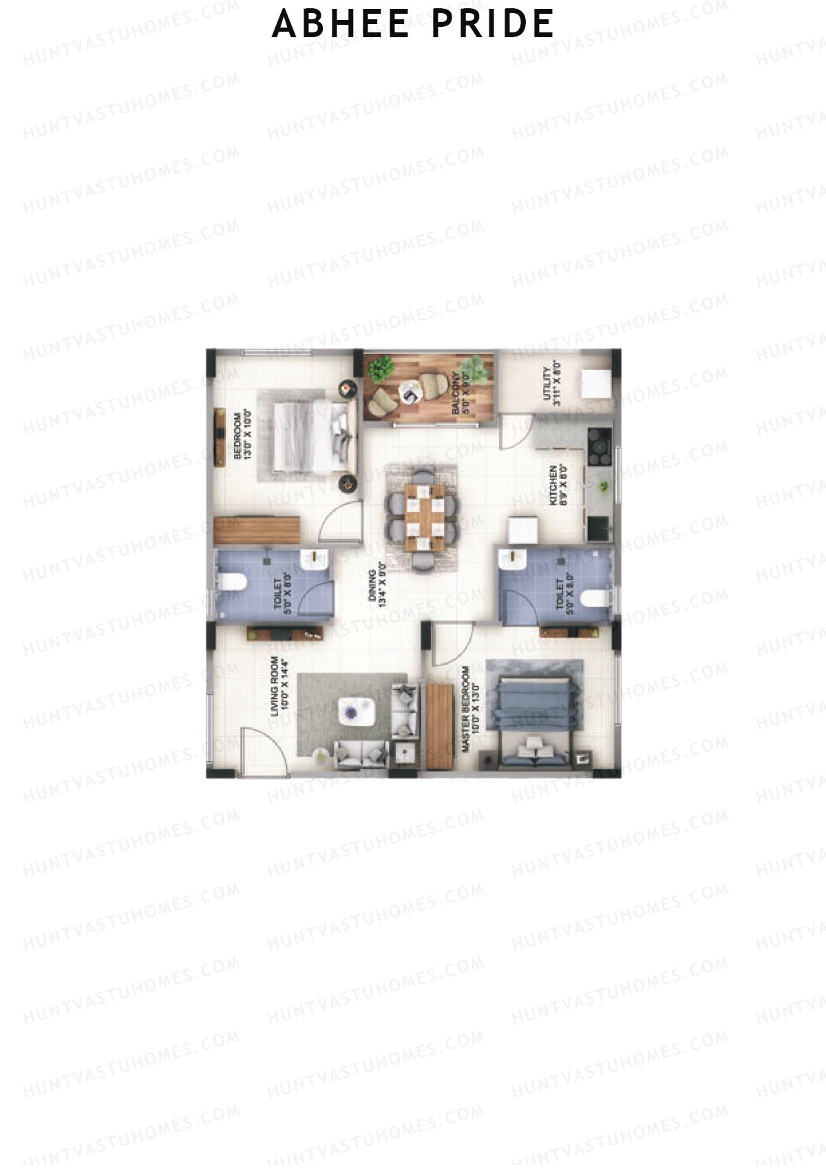Abhee Pride Block A Unit A3 Floor Plan