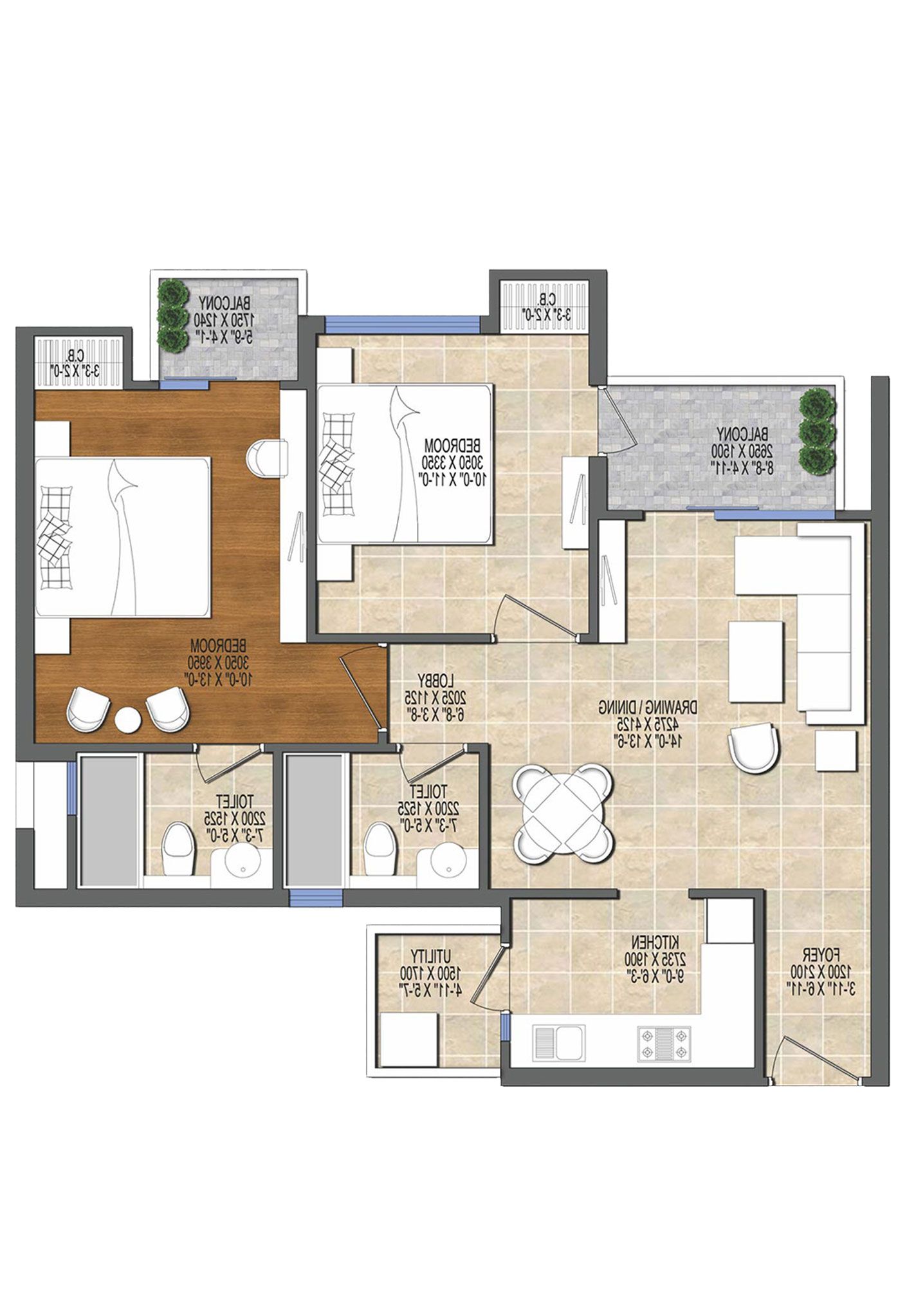 Ace Divino Tower 5 Unit 1, 5 (Type D) Floor Plan