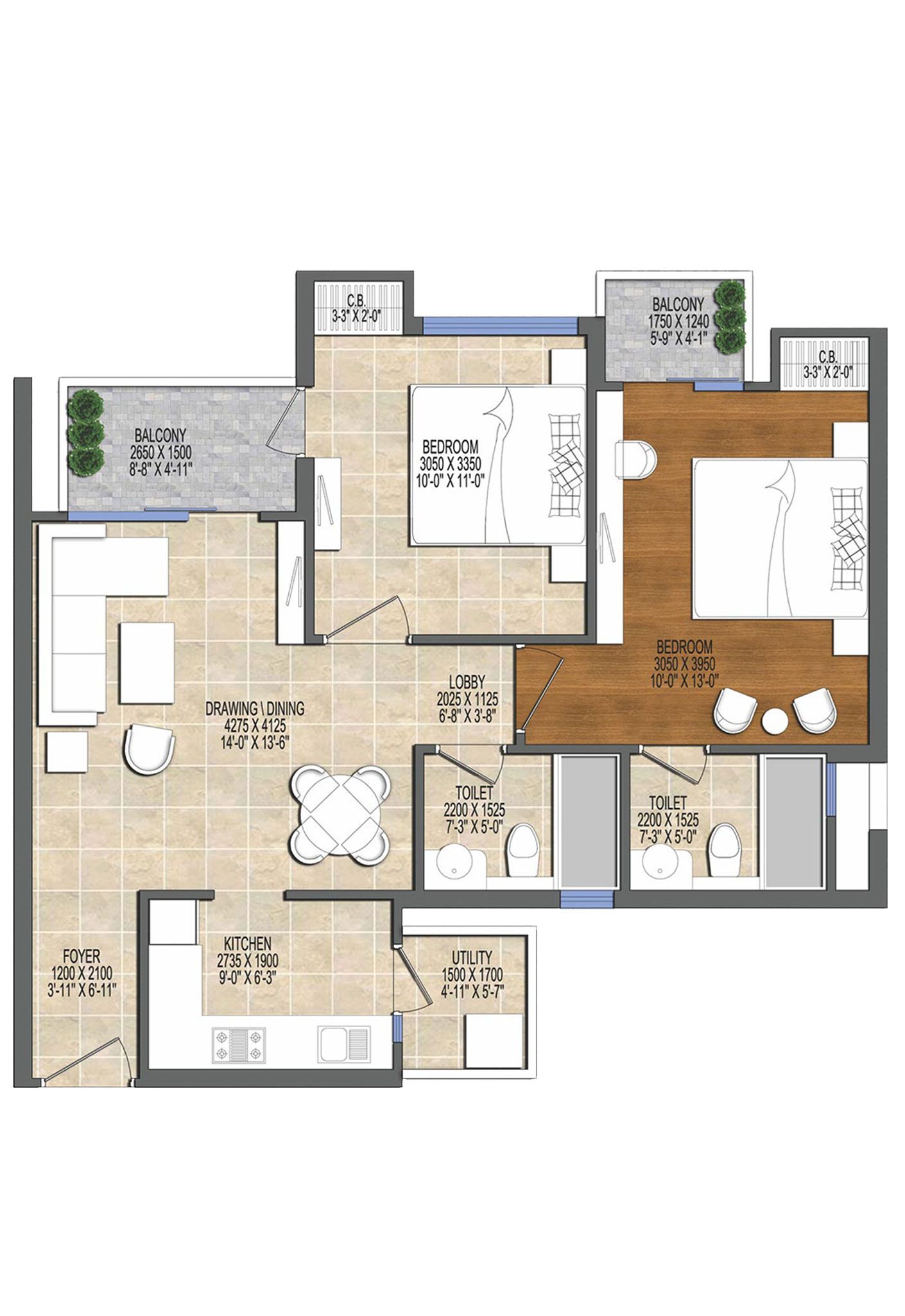 Ace Divino Tower 5 Unit 3, 7 (Type D) Floor Plan