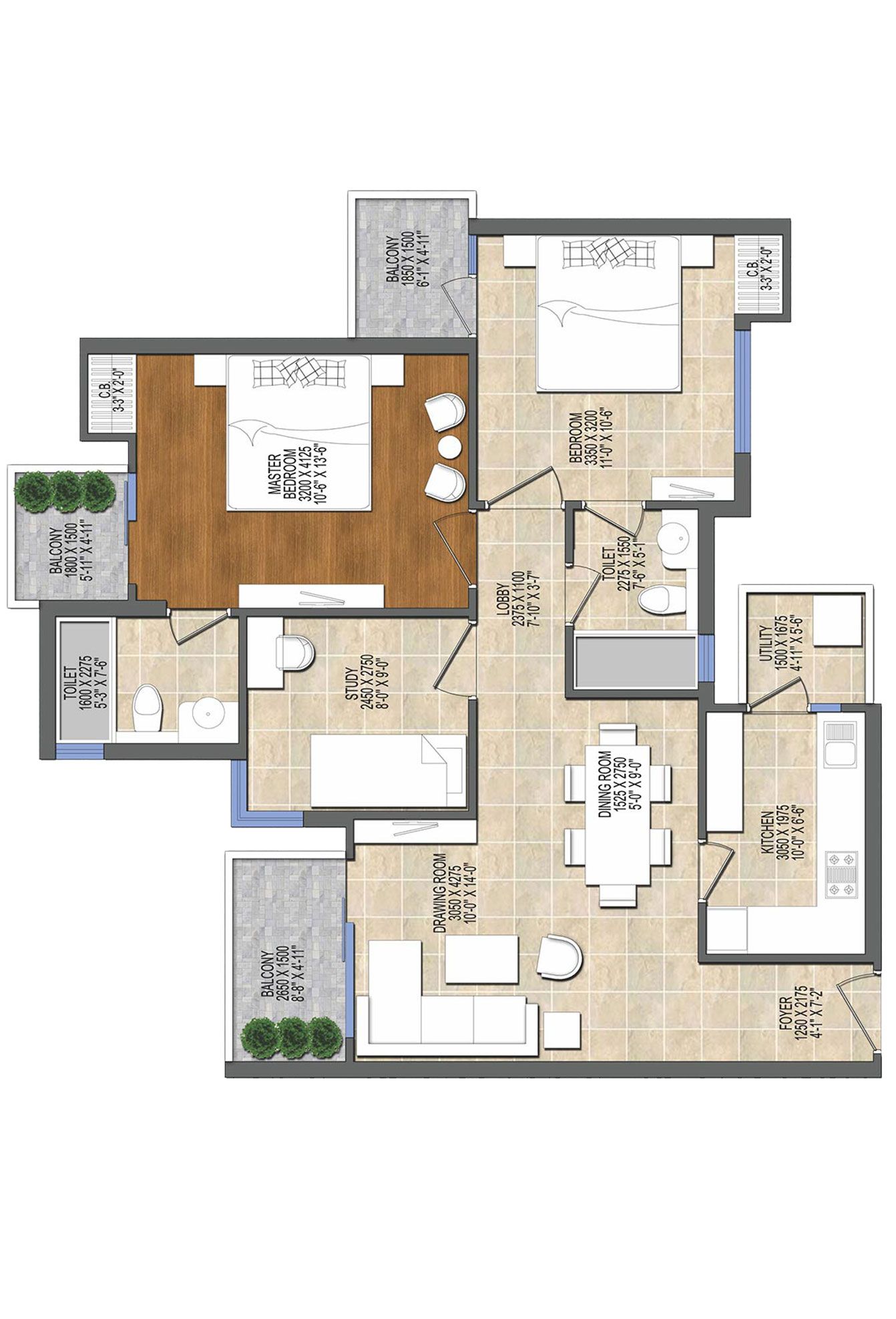 Ace Divino Tower 7 Unit 2, 4 (Type B) Floor Plan