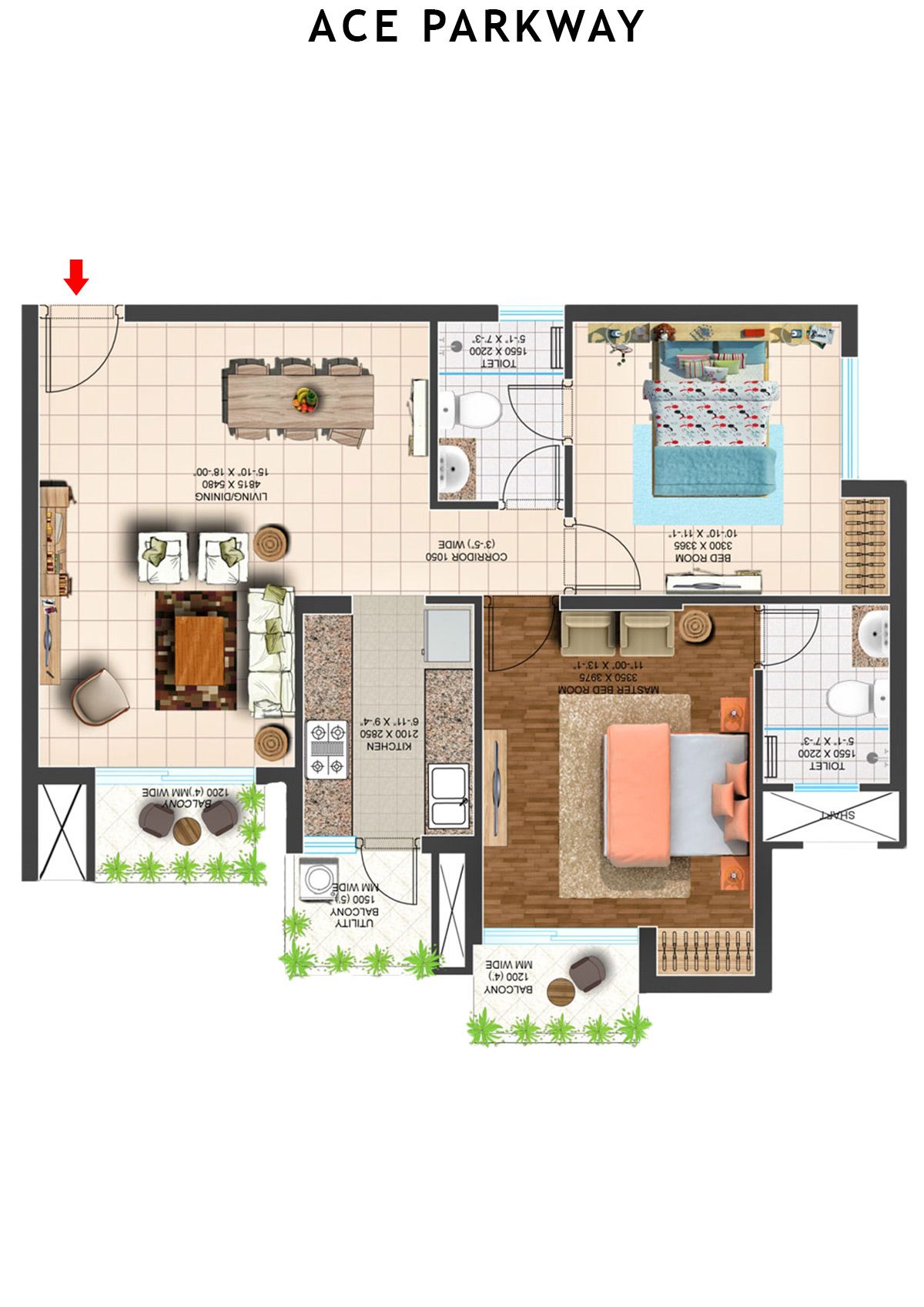 Ace Parkway Tower 1 Unit 1 (Type D) Floor Plan