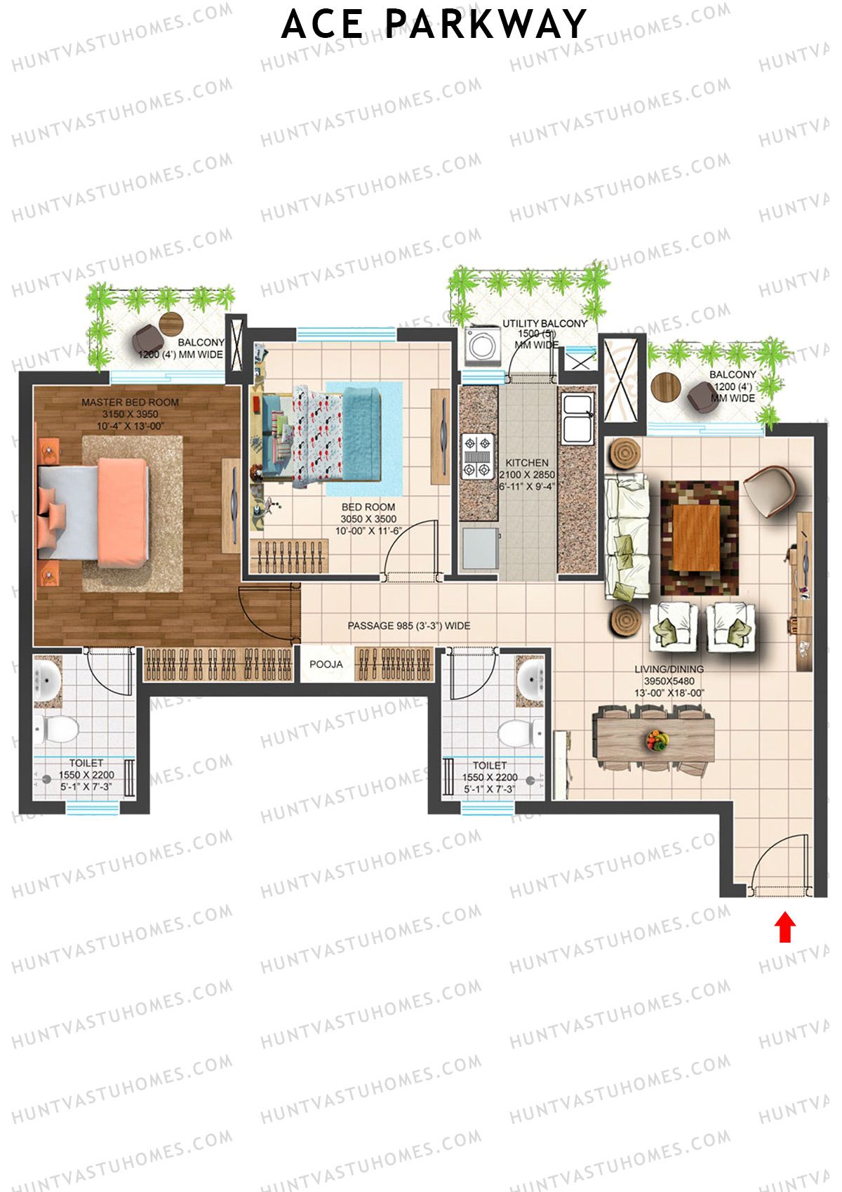 Ace Parkway Tower 1 Unit 5 (Type D) Floor Plan