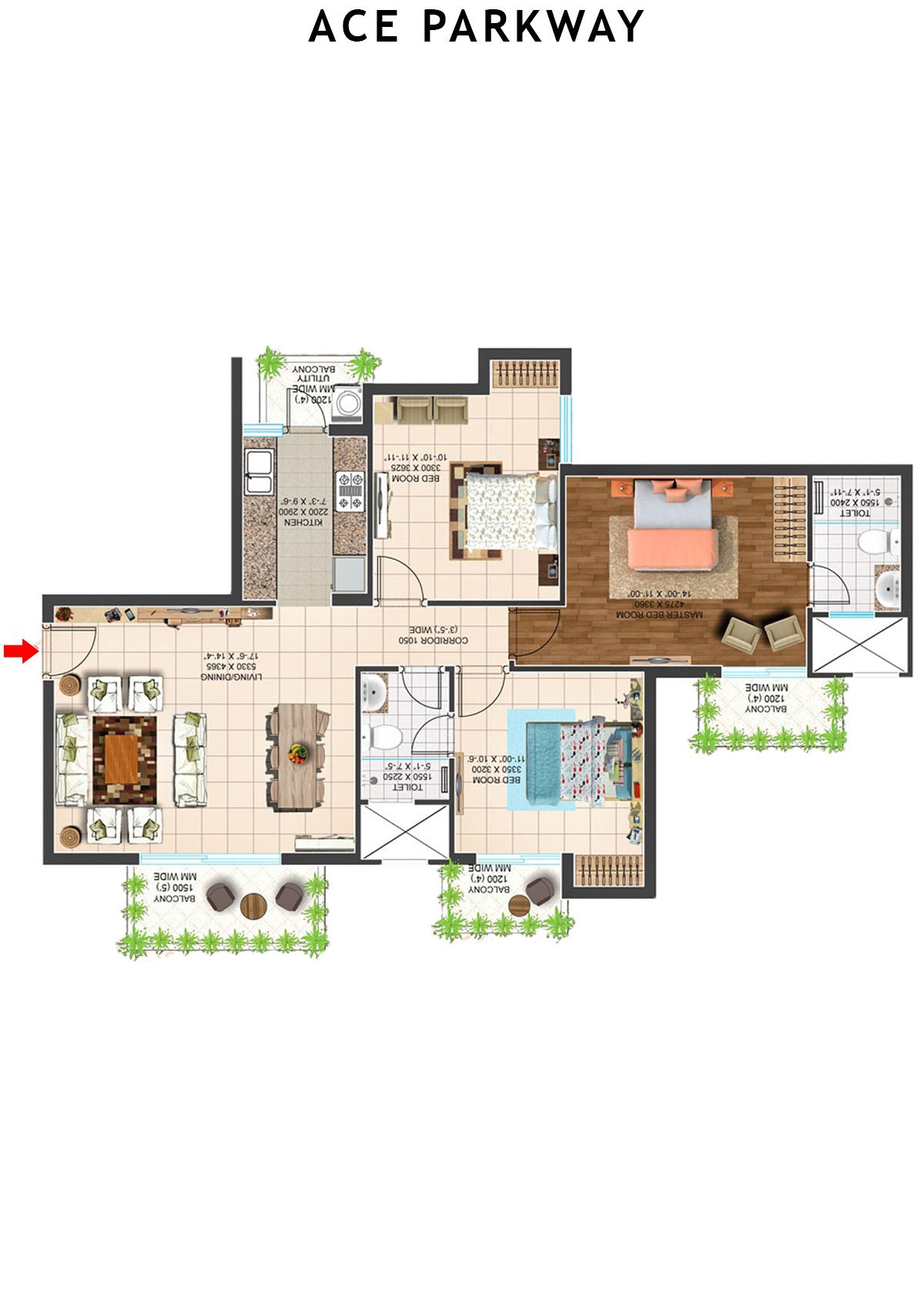 Ace Parkway Tower 2 Unit 1 (Type D2) Floor Plan