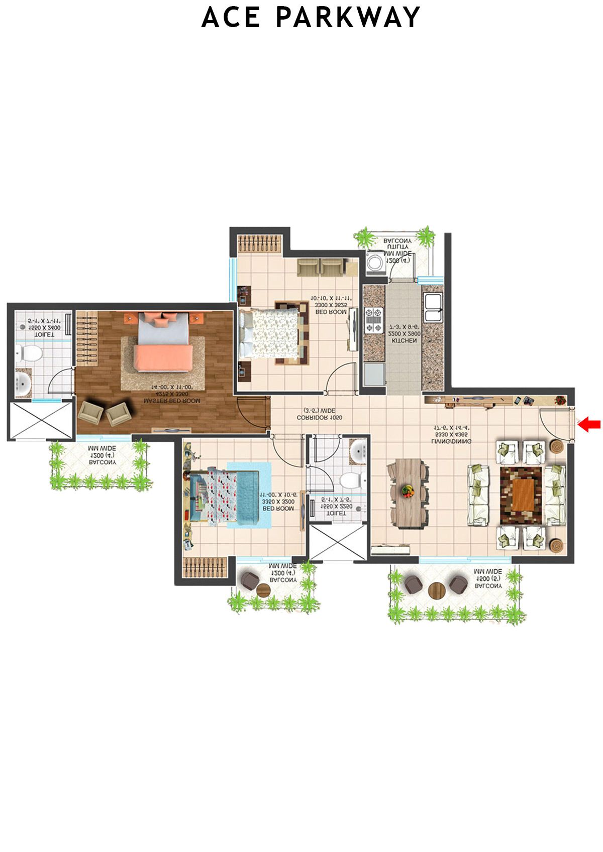 Ace Parkway Tower 2 Unit 2 (Type D2) Floor Plan