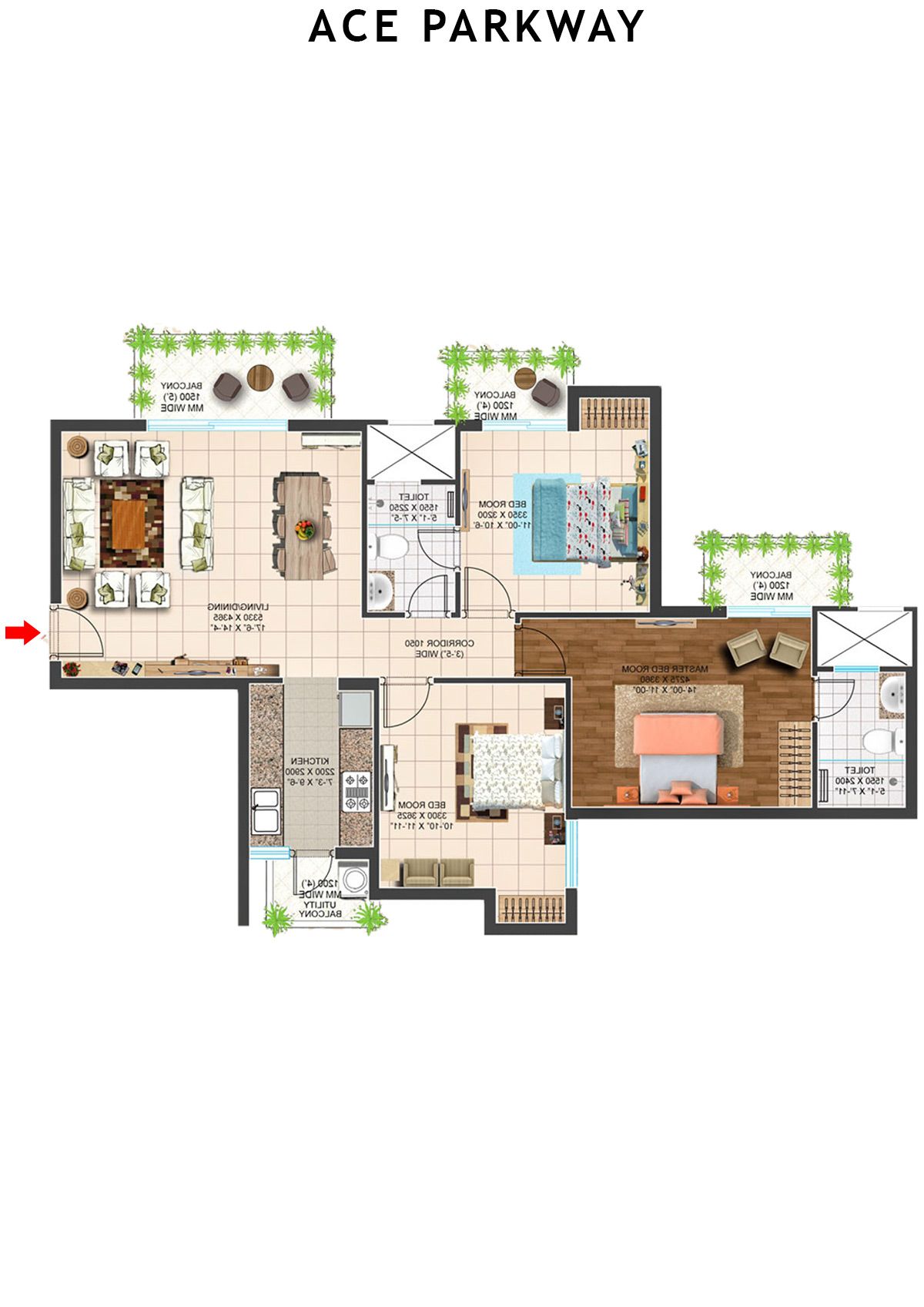 Ace Parkway Tower 2 Unit 4 (Type D2) Floor Plan