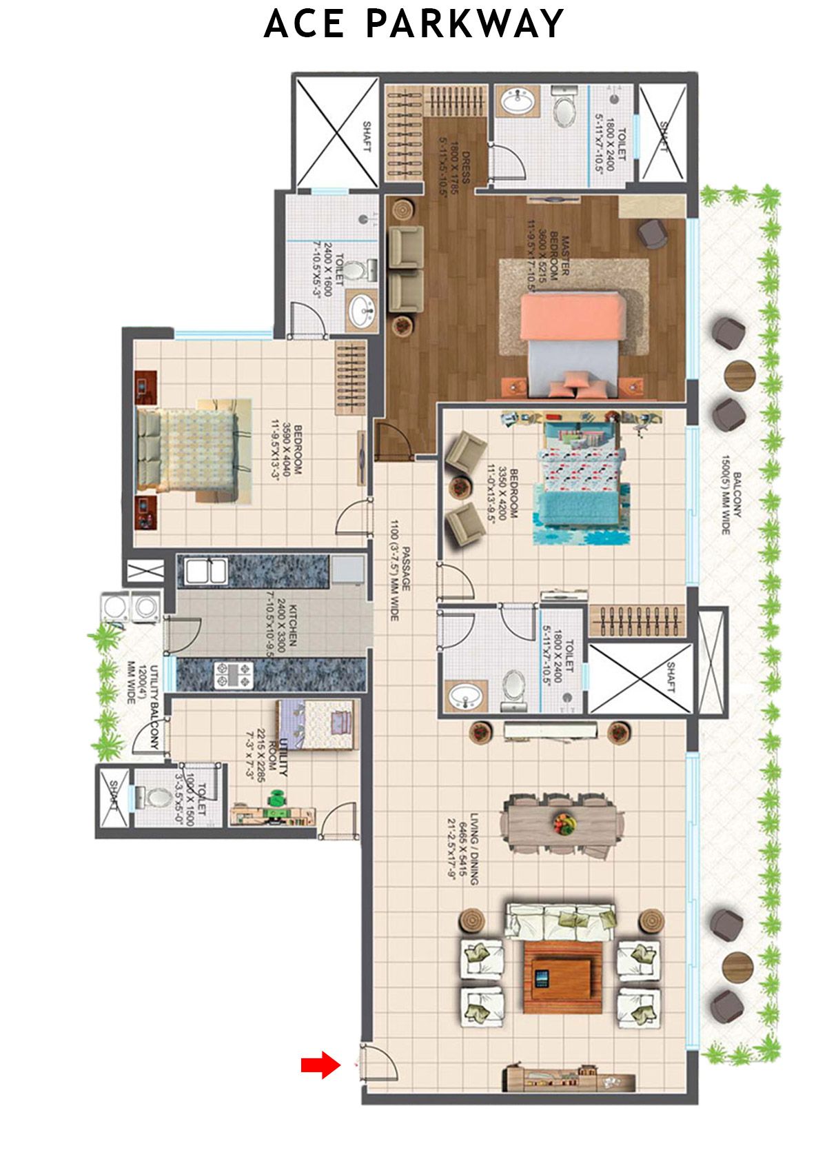 Ace Parkway Tower 4 Unit 3 (Type B) Floor Plan