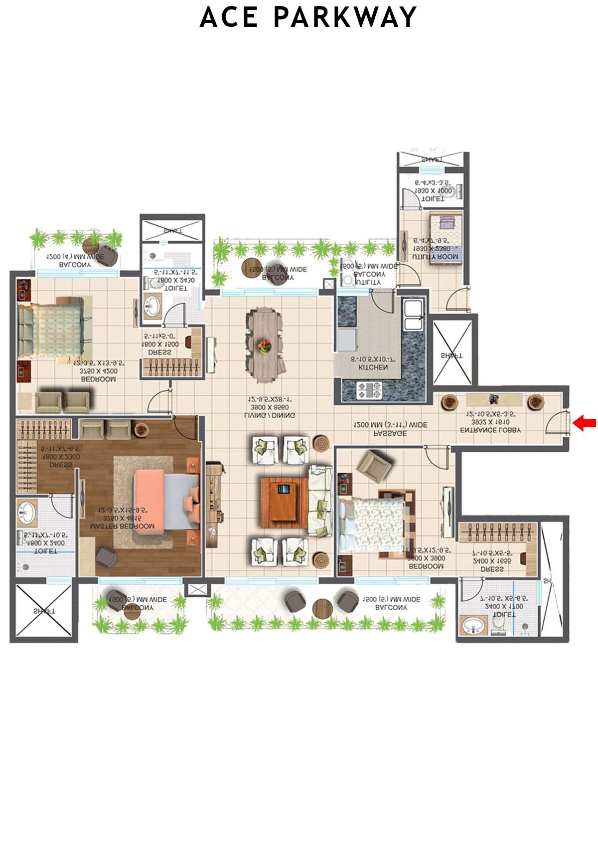 Ace Parkway Tower 8 Unit 1 (Type A2) Floor Plan