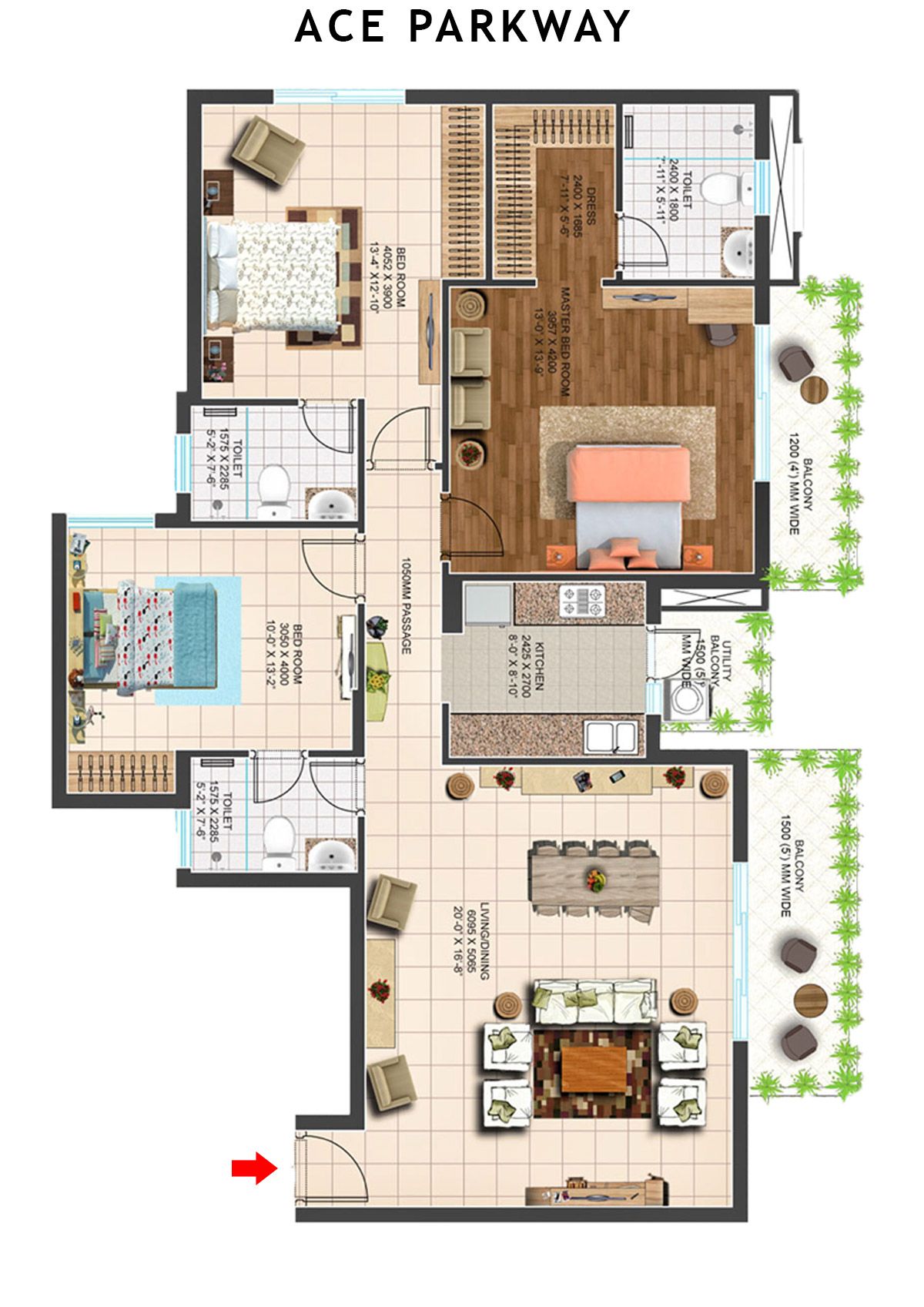 Ace Parkway Tower 9 Unit 1 (Type C) Floor Plan