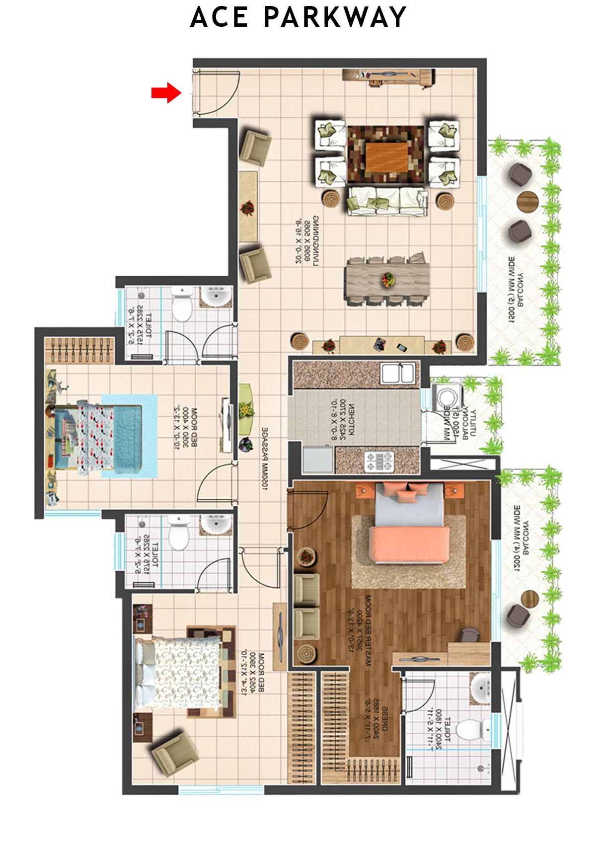 Ace Parkway Tower 9 Unit 2 (Type C) Floor Plan