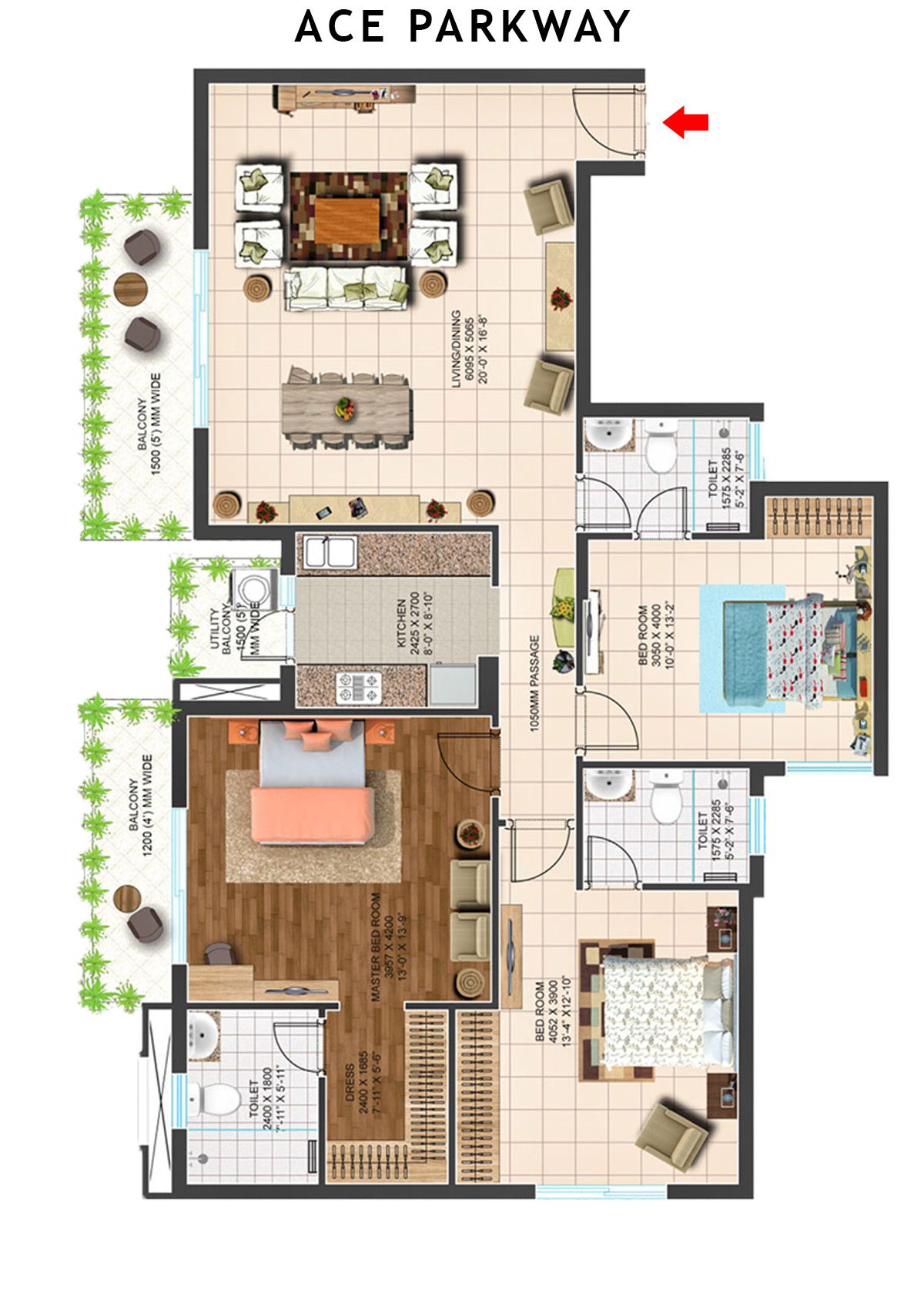 Ace Parkway Tower 9 Unit 3 (Type C) Floor Plan