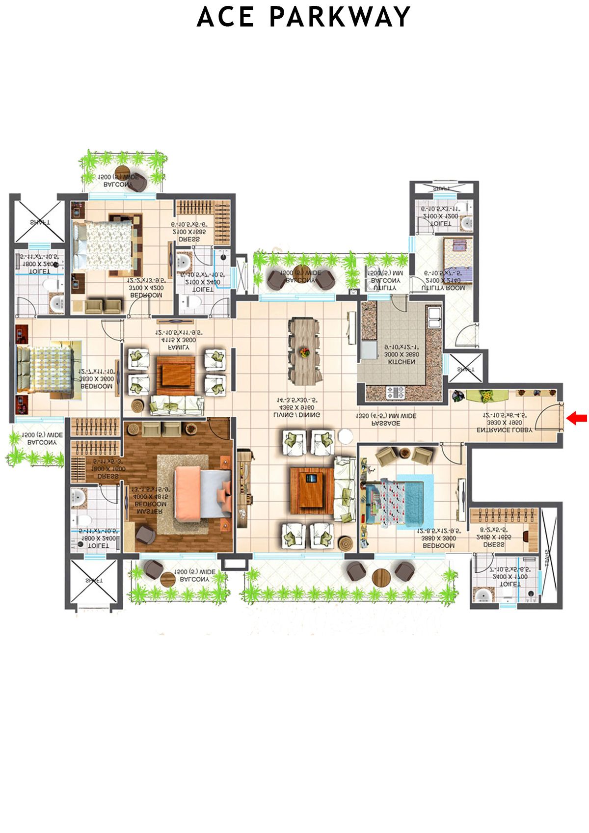 Ace Parkway Tower 7 Unit 1 (Type A1) Floor Plan