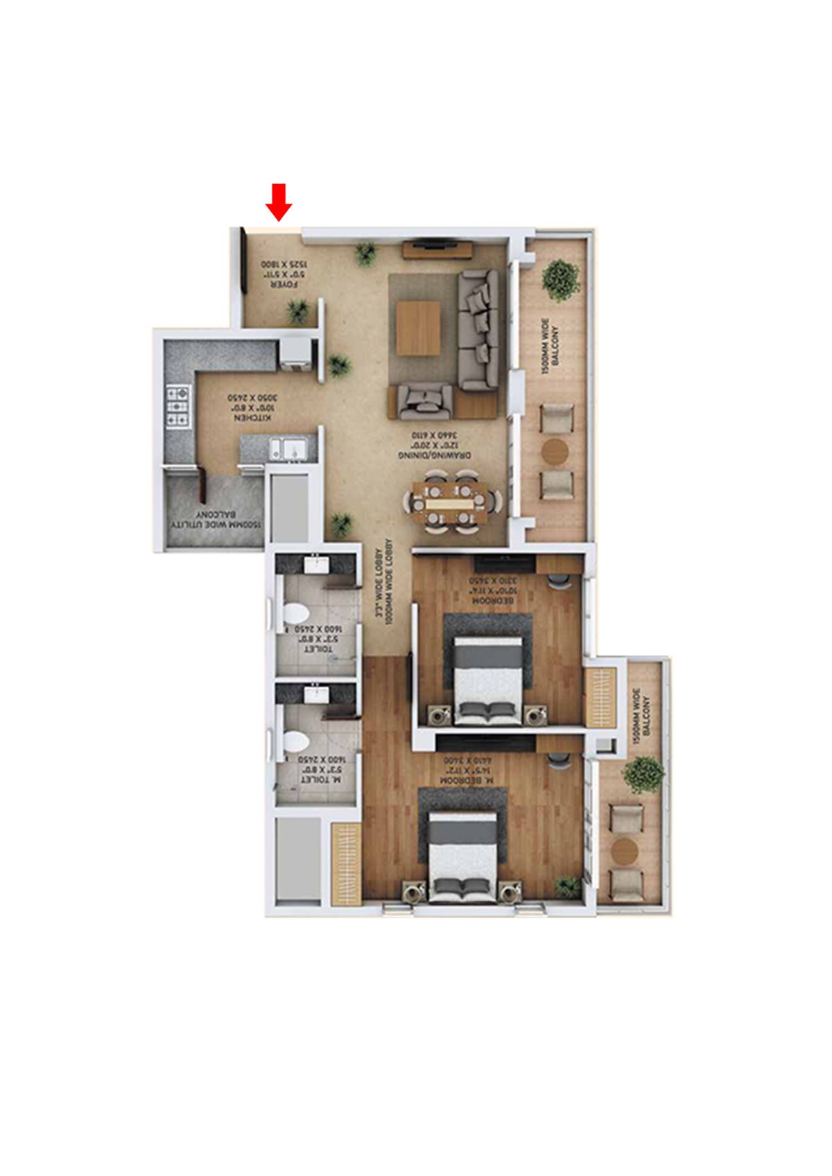 Ace Starlit Tower A1 Unit 1 (Type 1) Floor Plan
