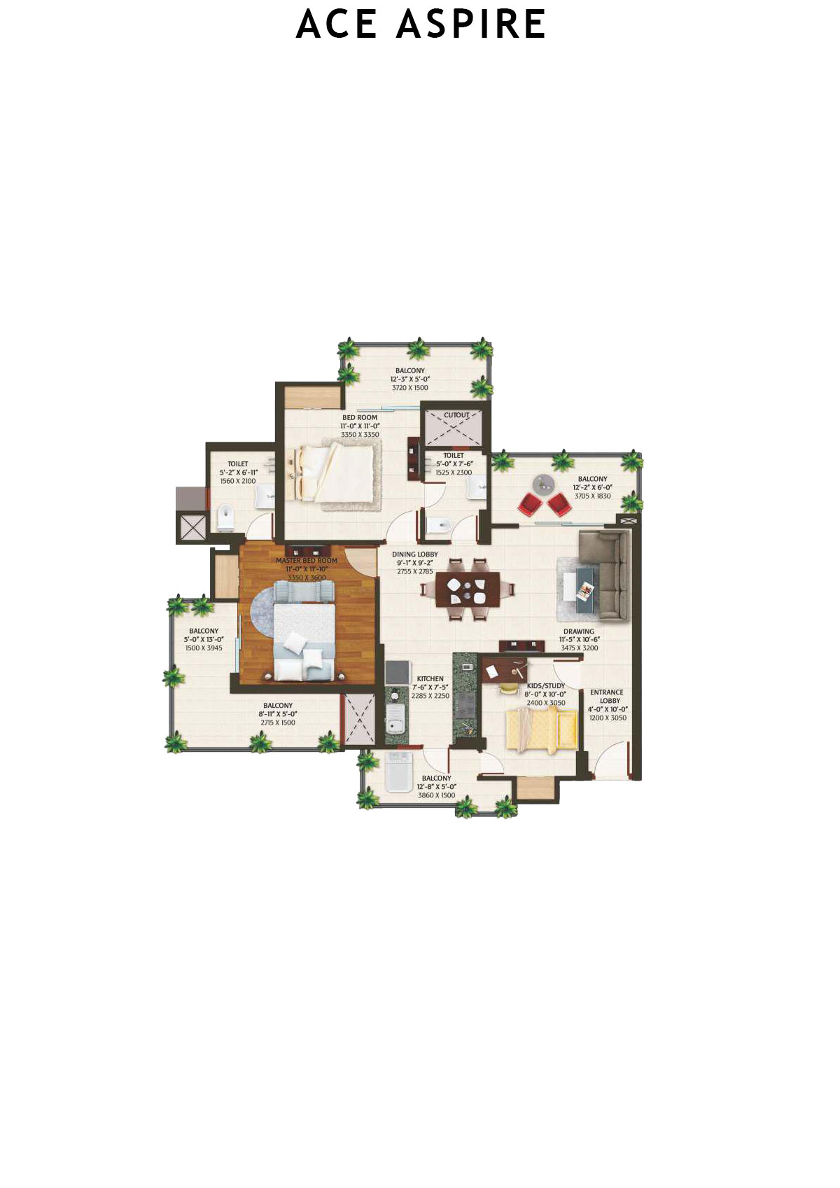 Ace Aspire Tower A  Unit 3 Floor Plan