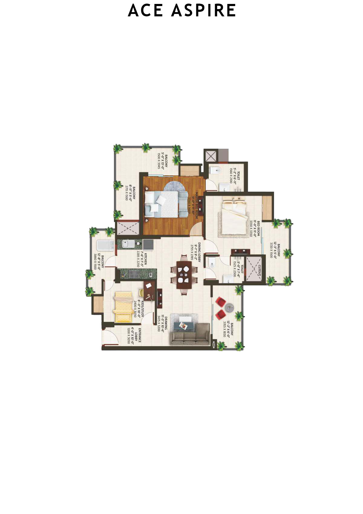 Ace Aspire Tower B  Unit 3 Floor Plan