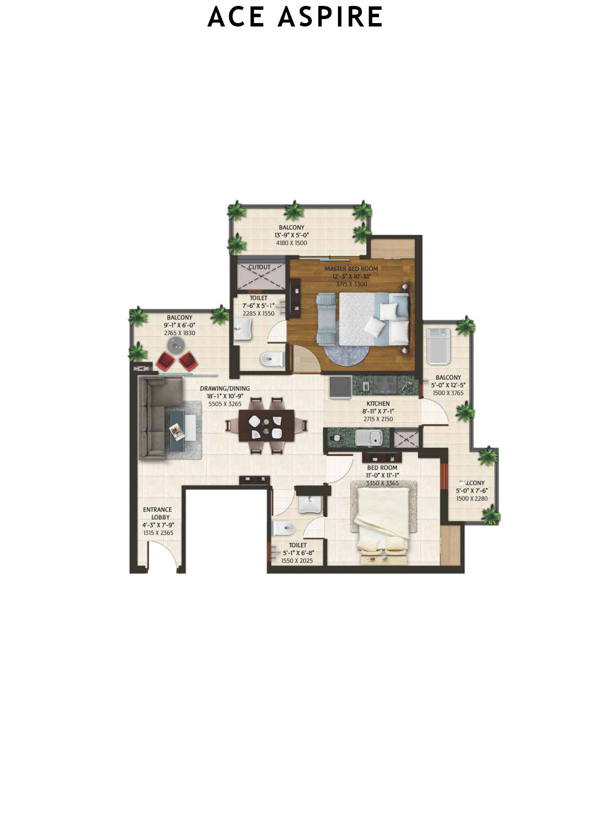 Ace Aspire Tower C Unit 3 Floor Plan