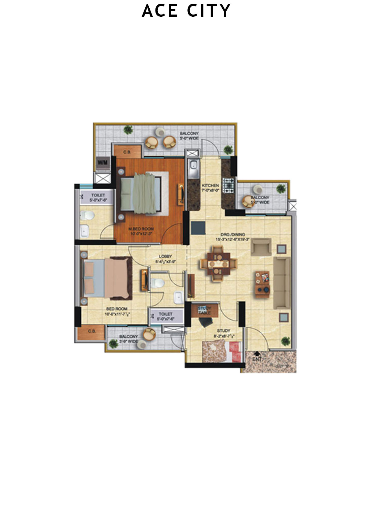 Ace City Tower E Unit 1 Floor Plan