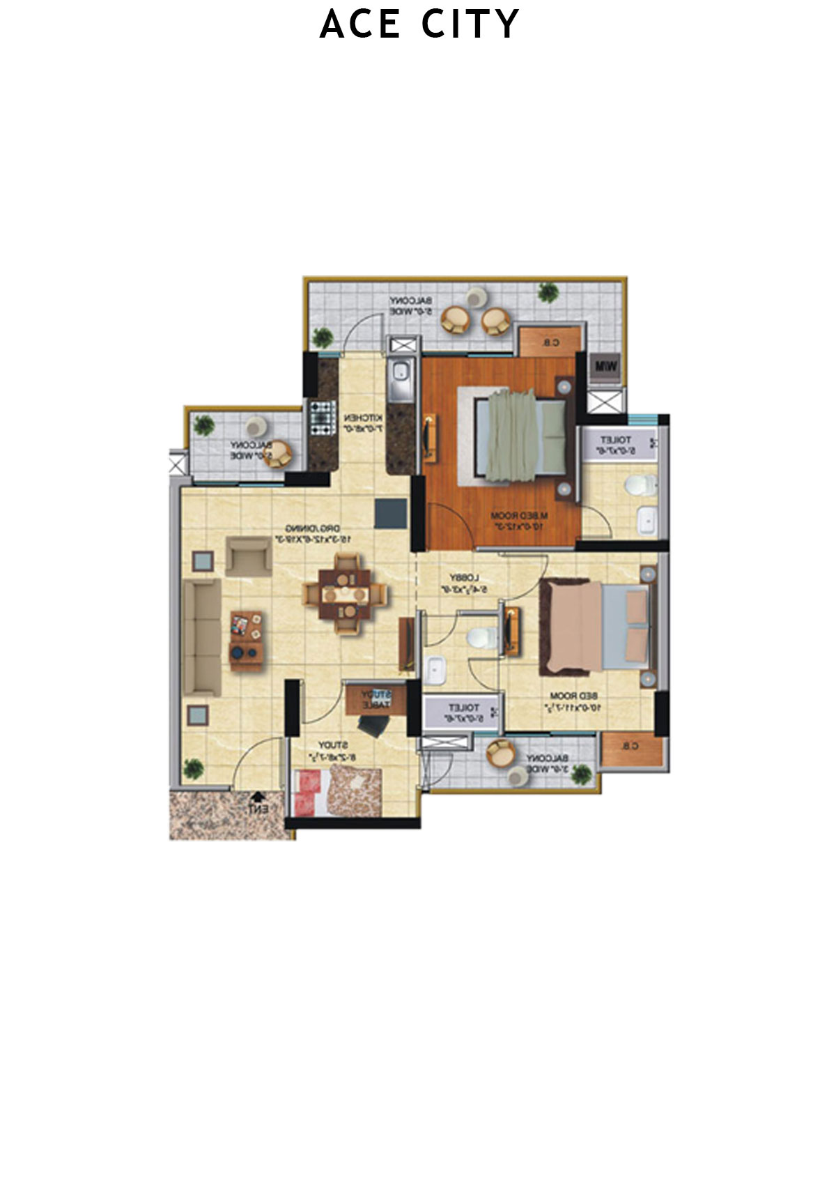 Ace City Tower E Unit 3 Floor Plan