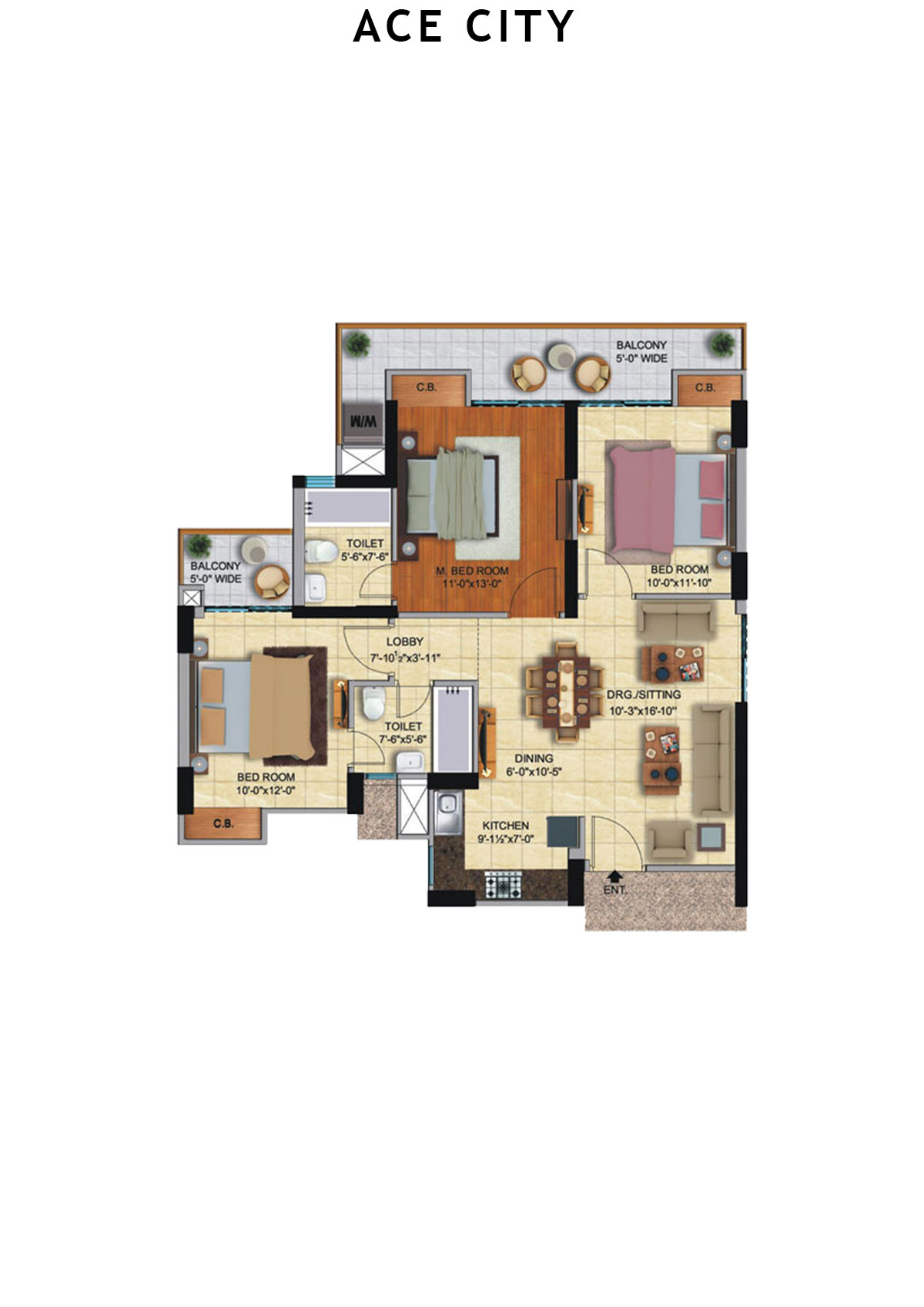 Ace City Tower F Unit 1 Floor Plan