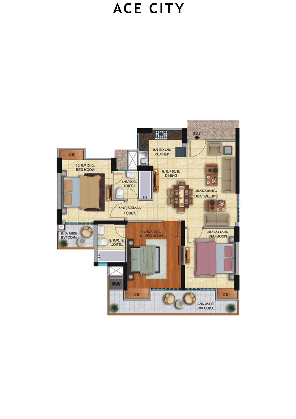 Ace City Tower F Unit 2 Floor Plan