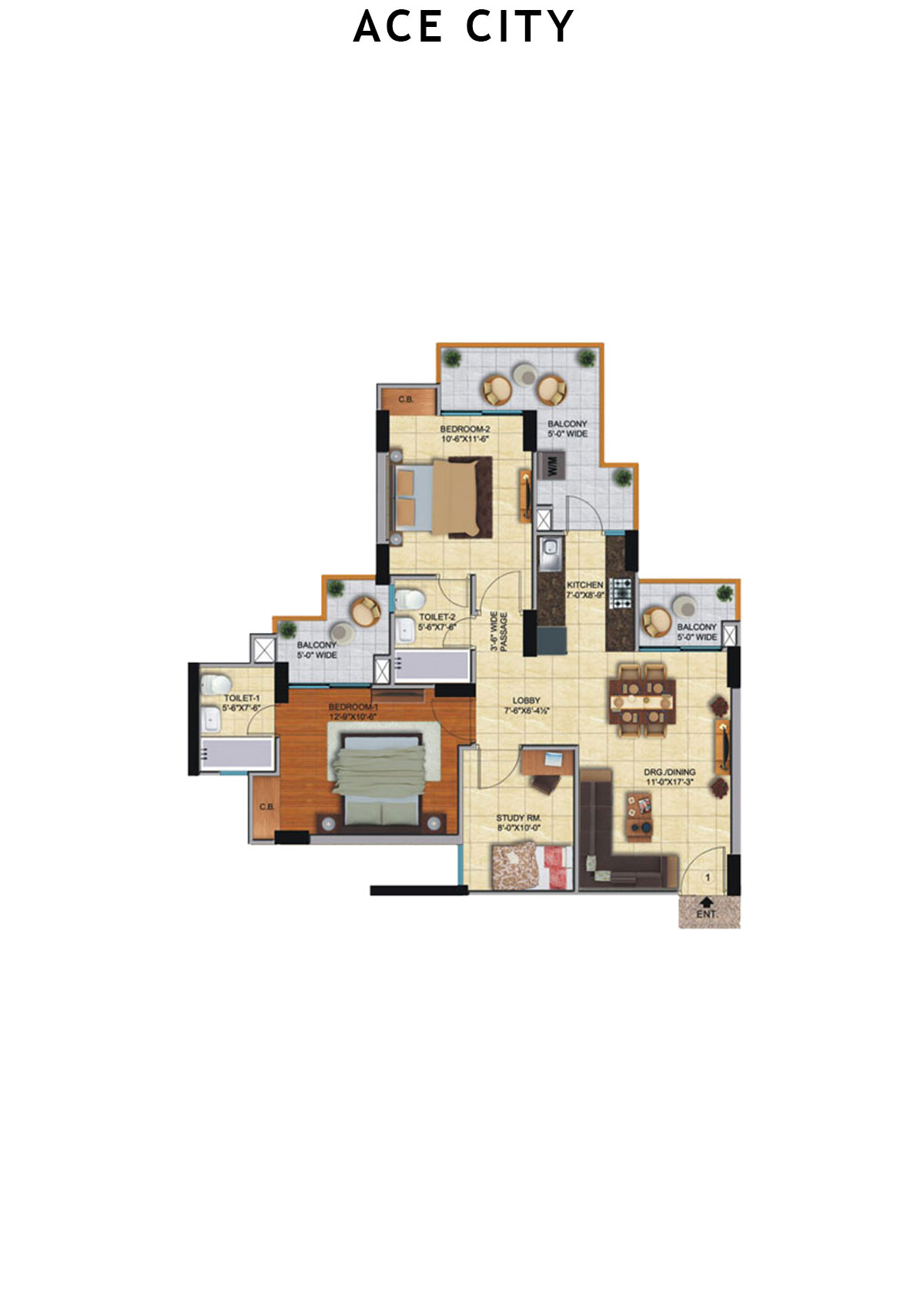 Ace City Tower H Unit 1 Floor Plan