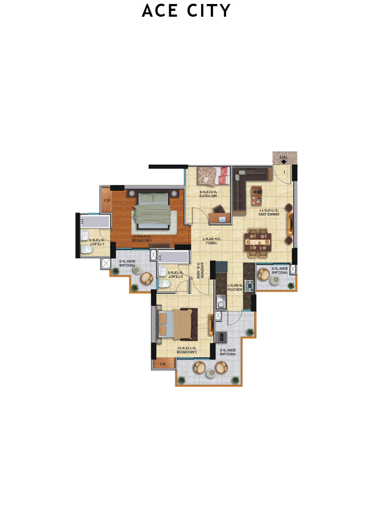 Ace City Tower H Unit 2 Floor Plan