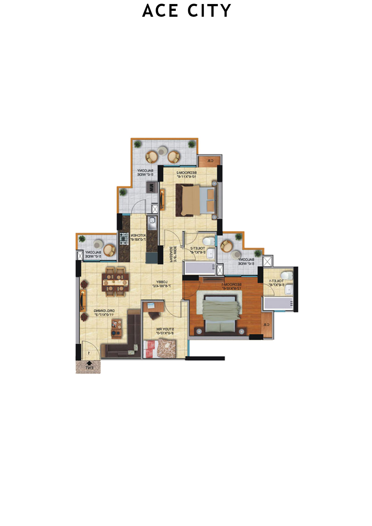 Ace City Tower H Unit 3 Floor Plan