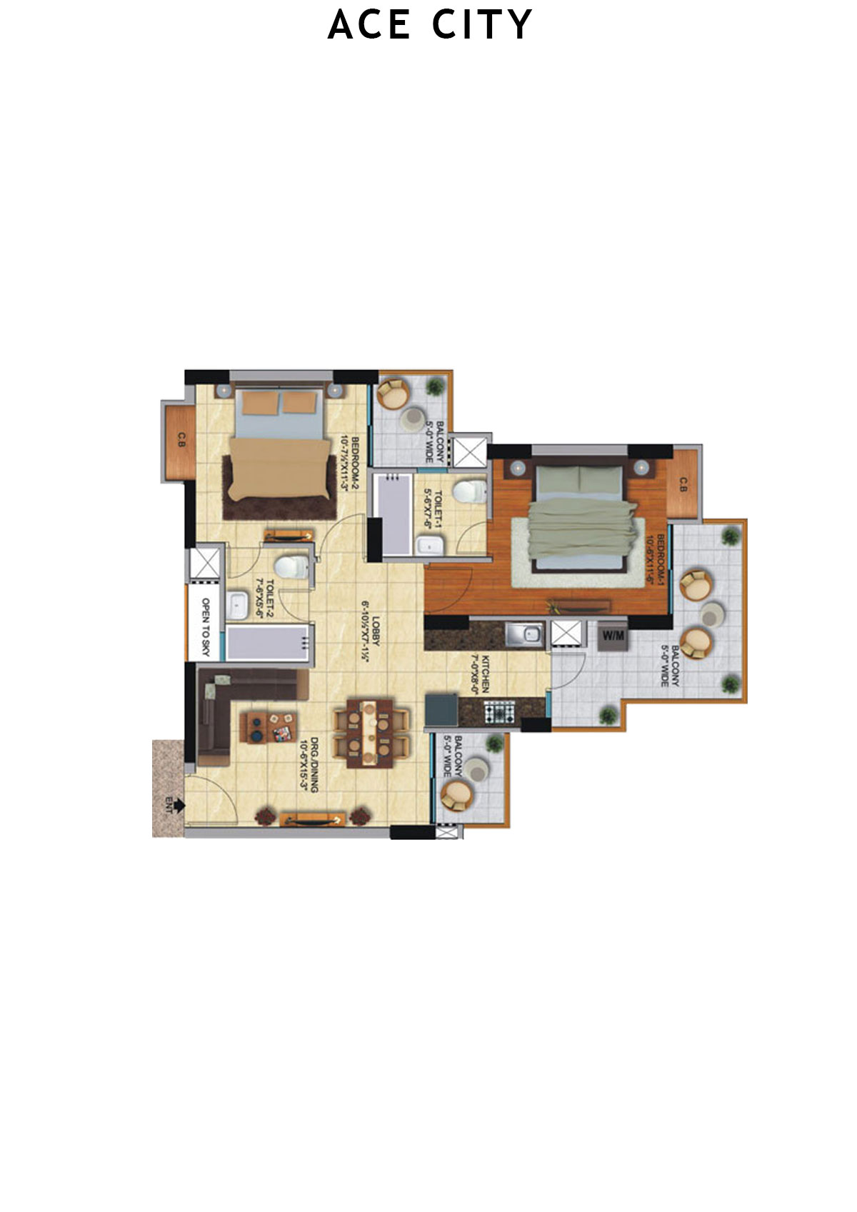 Ace City Tower J Unit 1 Floor Plan