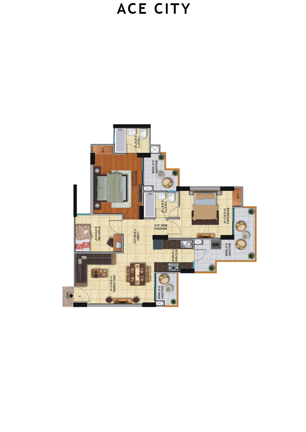 Ace City Tower K Unit 1 Floor Plan