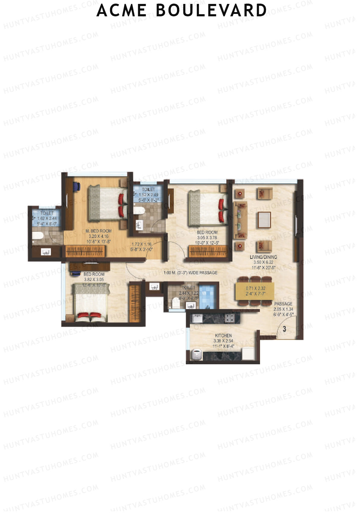 Acme Boulevard Tower 4 Unit 3 Floor Plan