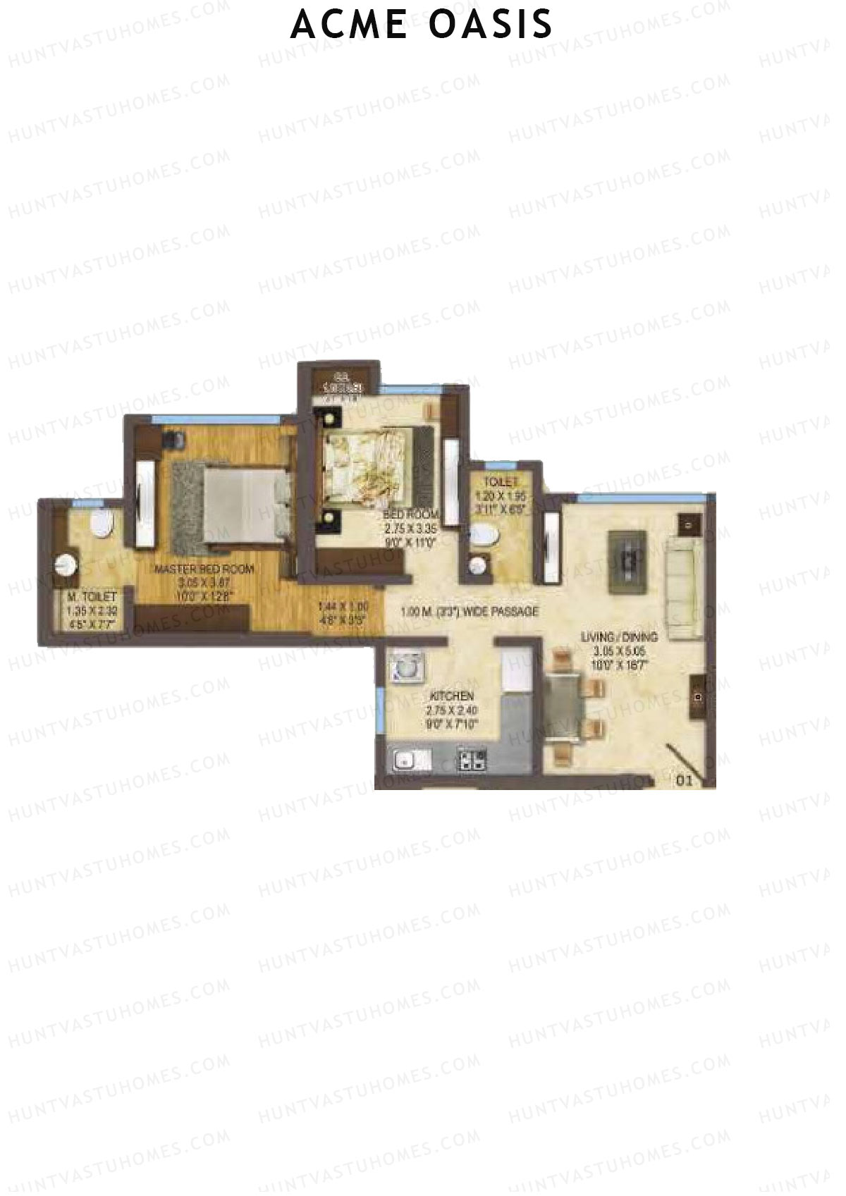 Acme Oasis Tower 2 Unit 1 Floor Plan