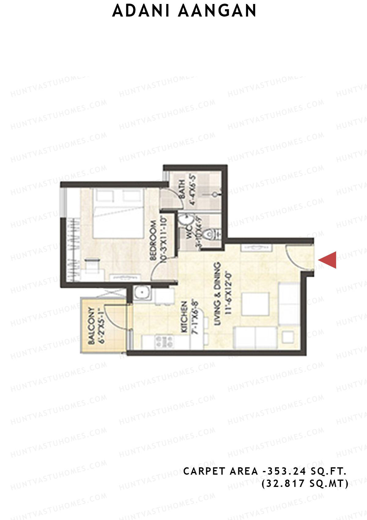 Adani Aangan Tower A1 Unit 7 (Type 3) Floor Plan
