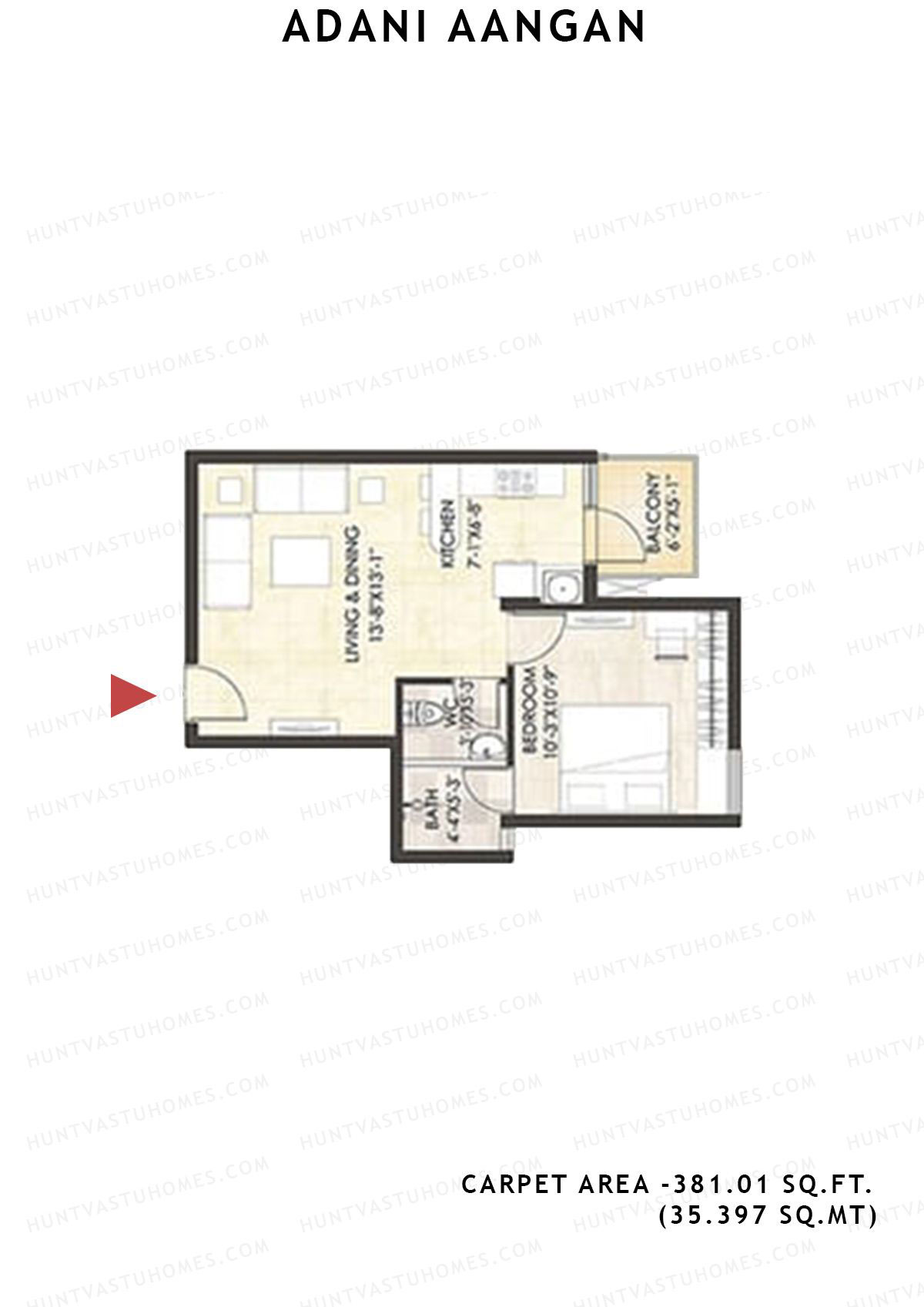 Adani Aangan Tower A3 Unit 4 (Type 1) Floor Plan