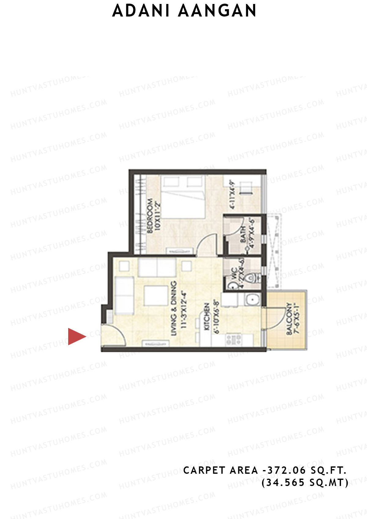 Adani Aangan Tower A4 Unit 3 (Type 8) Floor Plan