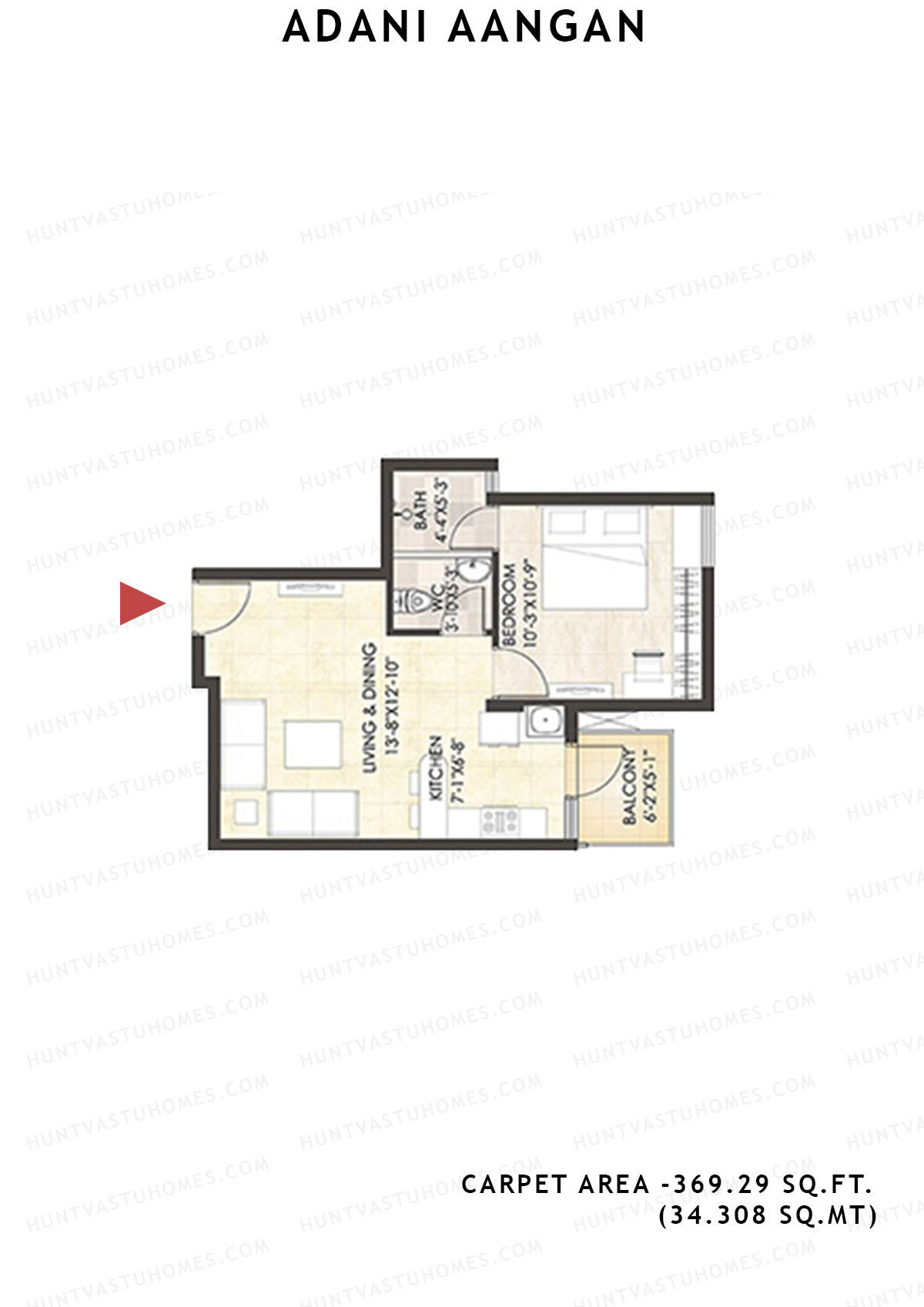Adani Aangan Tower A4 Unit 8 (Type 2) Floor Plan