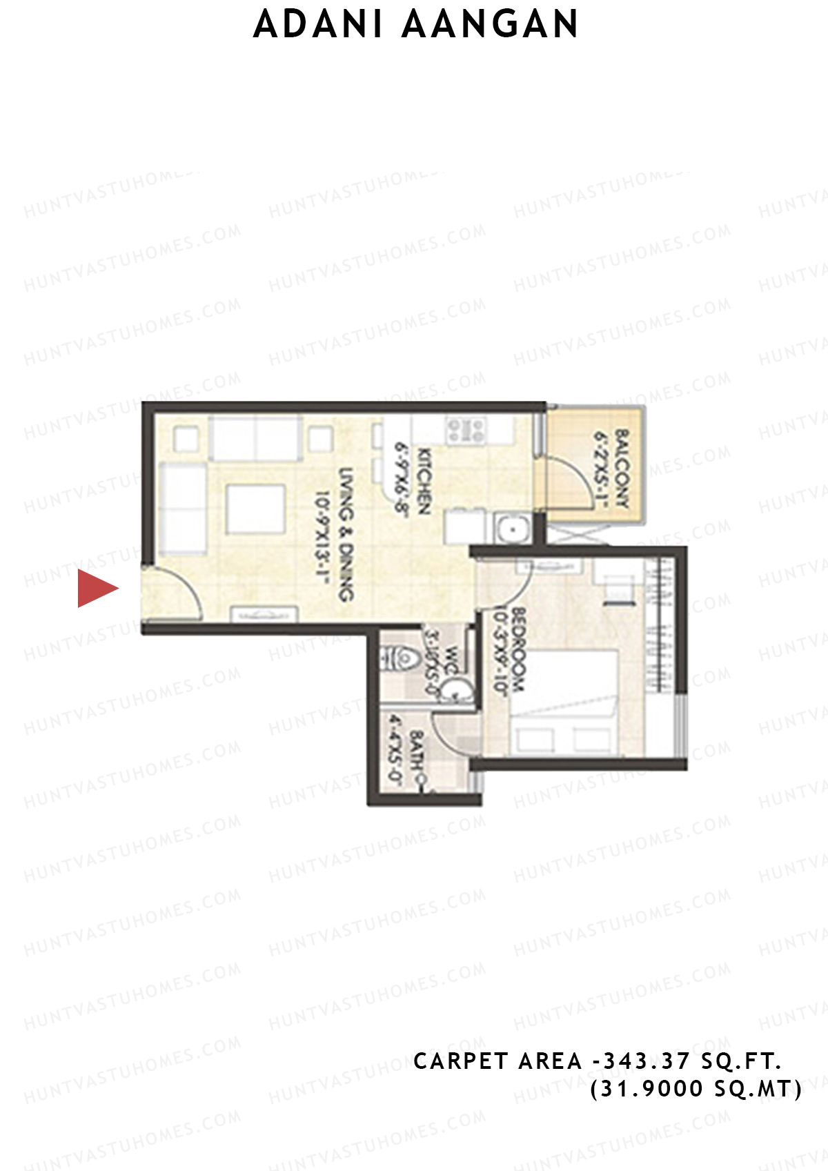 Adani Aangan Tower B1 Unit 4 (Type 6) Floor Plan