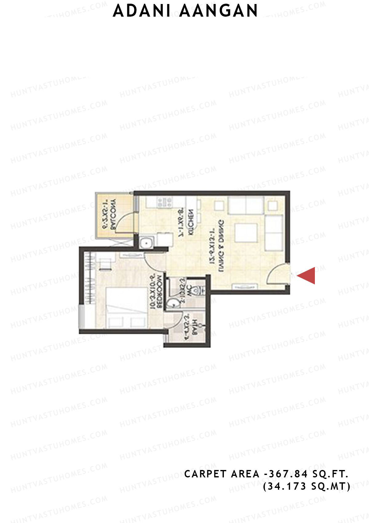 Adani Aangan Tower B1 Unit 5 (Type 5) Floor Plan
