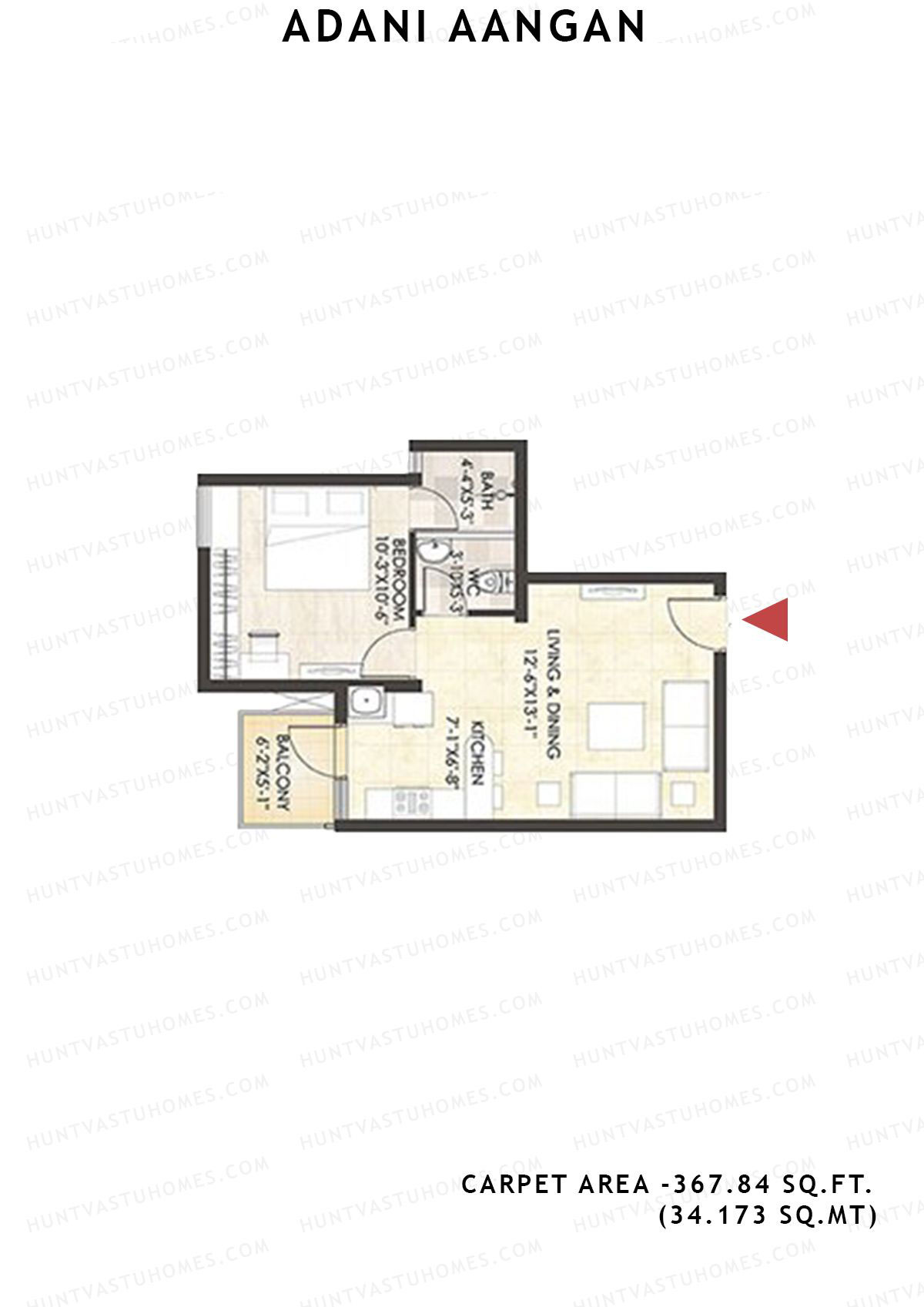 Adani Aangan Tower B1 Unit 7 (Type 5) Floor Plan