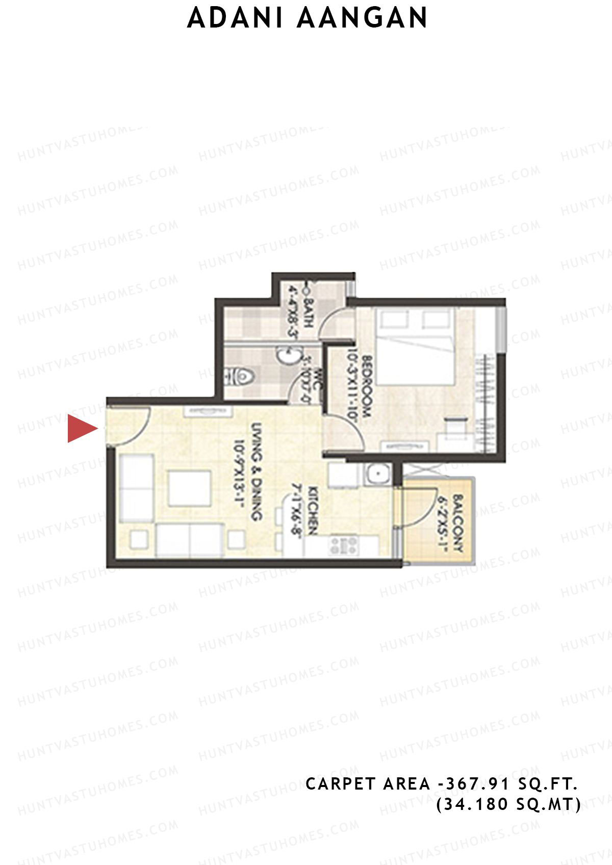 Adani Aangan Tower B1 Unit 8 (Type 7) Floor Plan