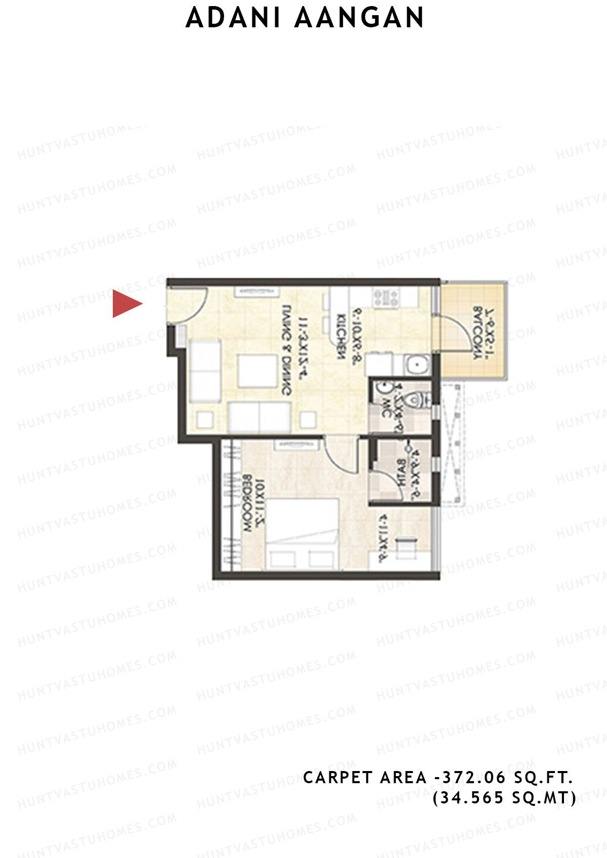 Adani Aangan Tower B1 Unit 9 (Type 8) Floor Plan