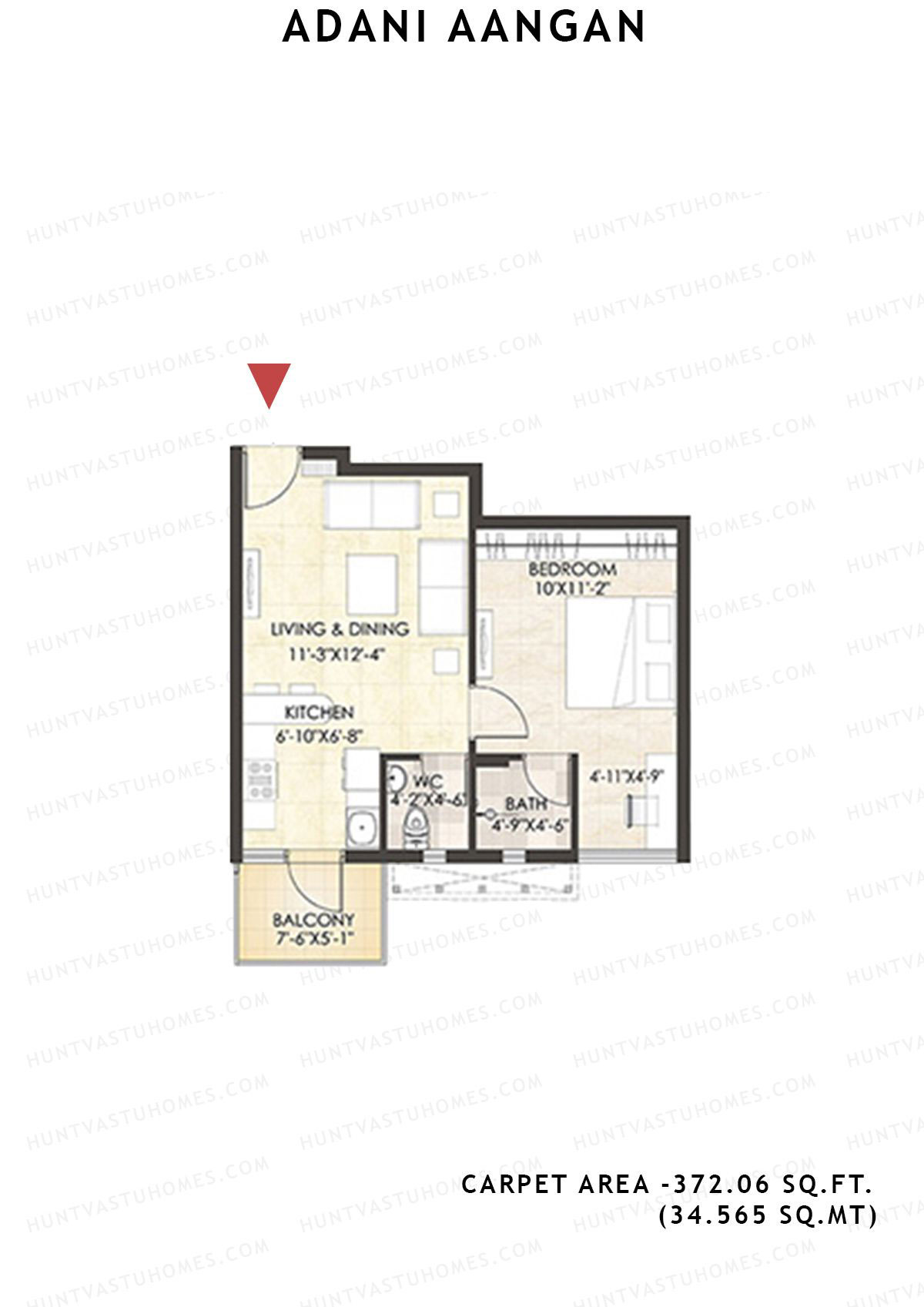 Adani Aangan Tower B2 Unit 12 (Type 8) Floor Plan