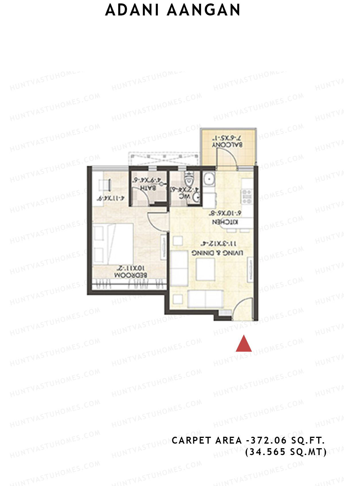 Adani Aangan Tower B2 Unit 3 (Type 8) Floor Plan