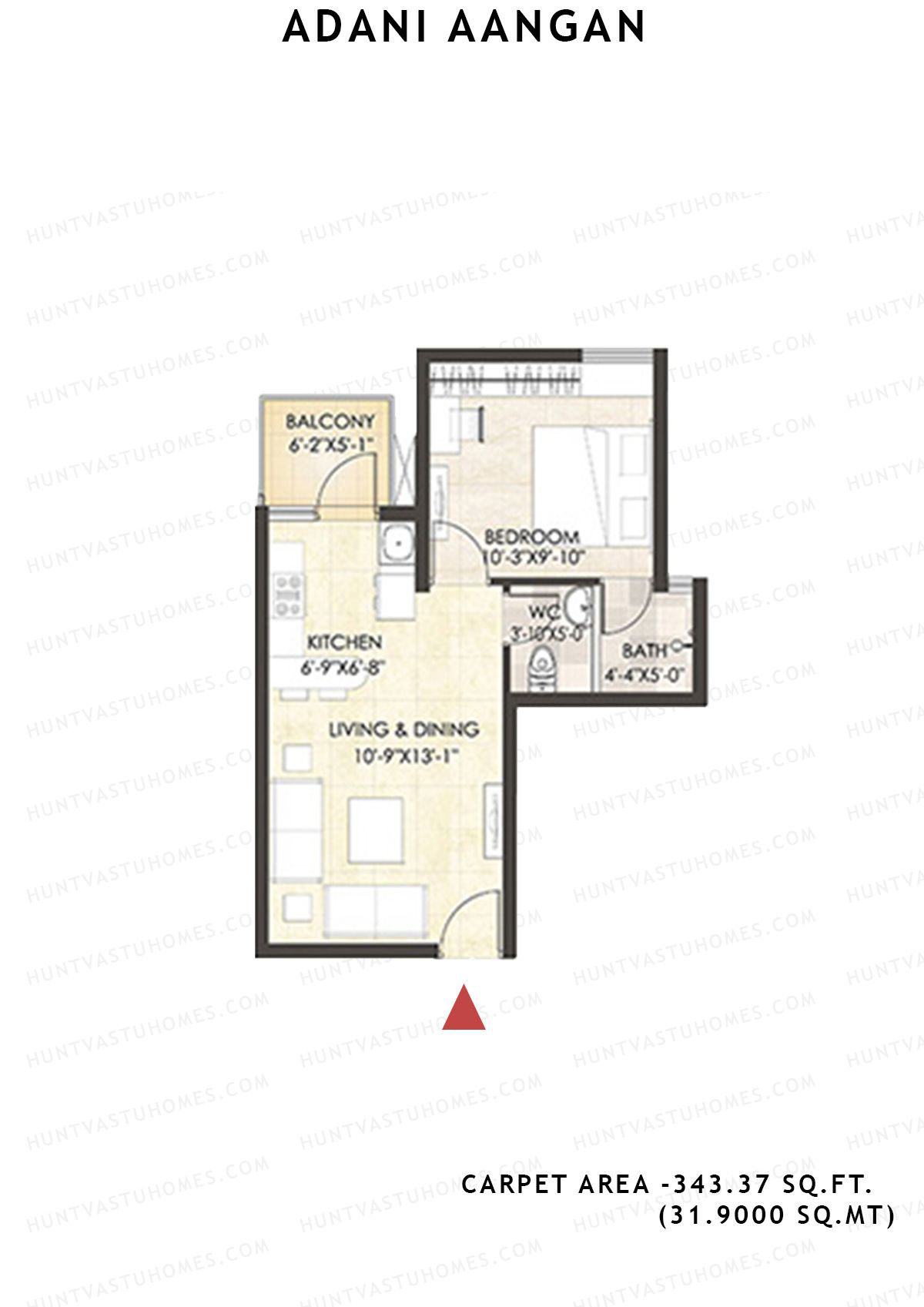 Adani Aangan Tower B2 Unit 4 (Type 6) Floor Plan