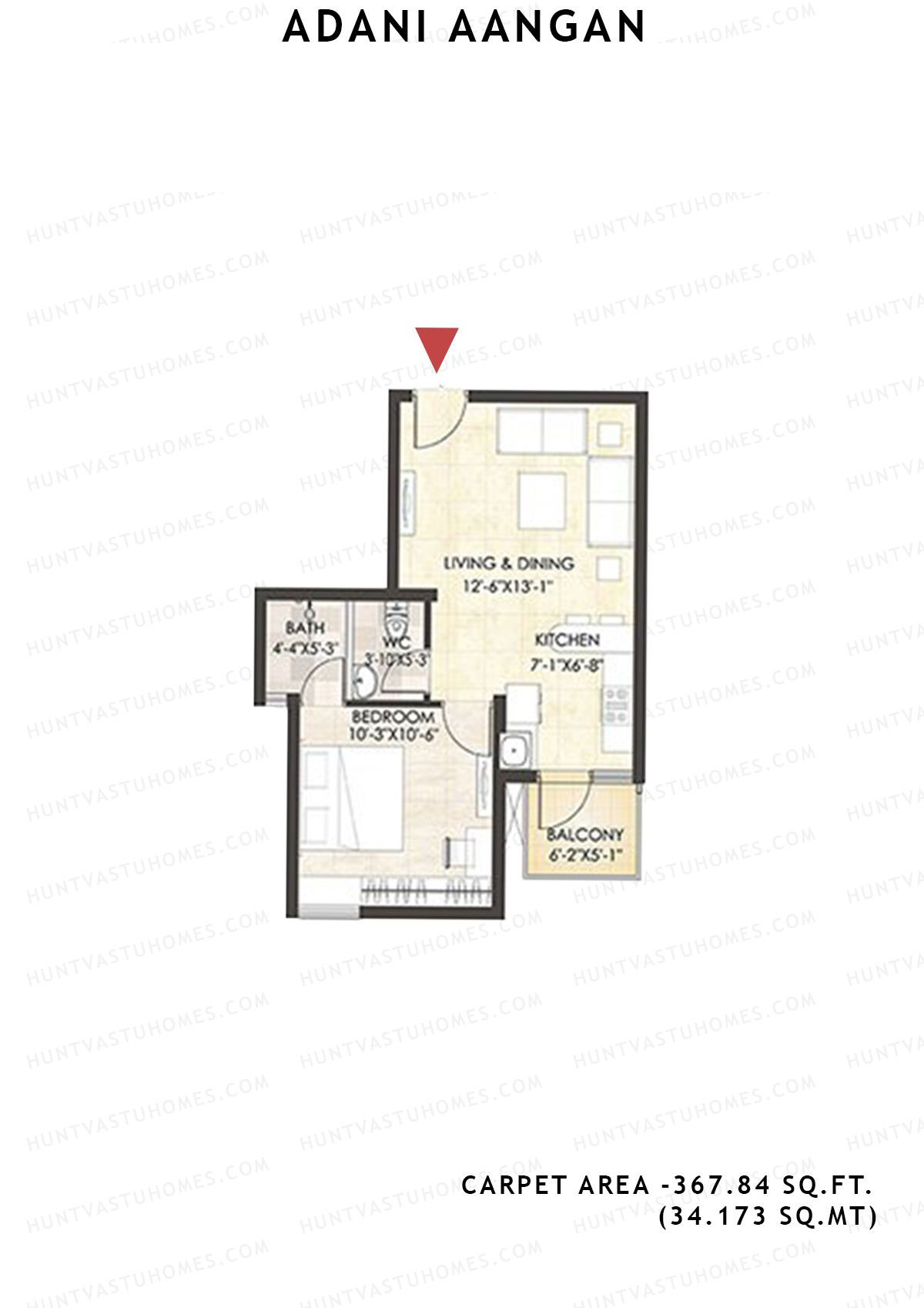 Adani Aangan Tower B2 Unit 7 (Type 5) Floor Plan