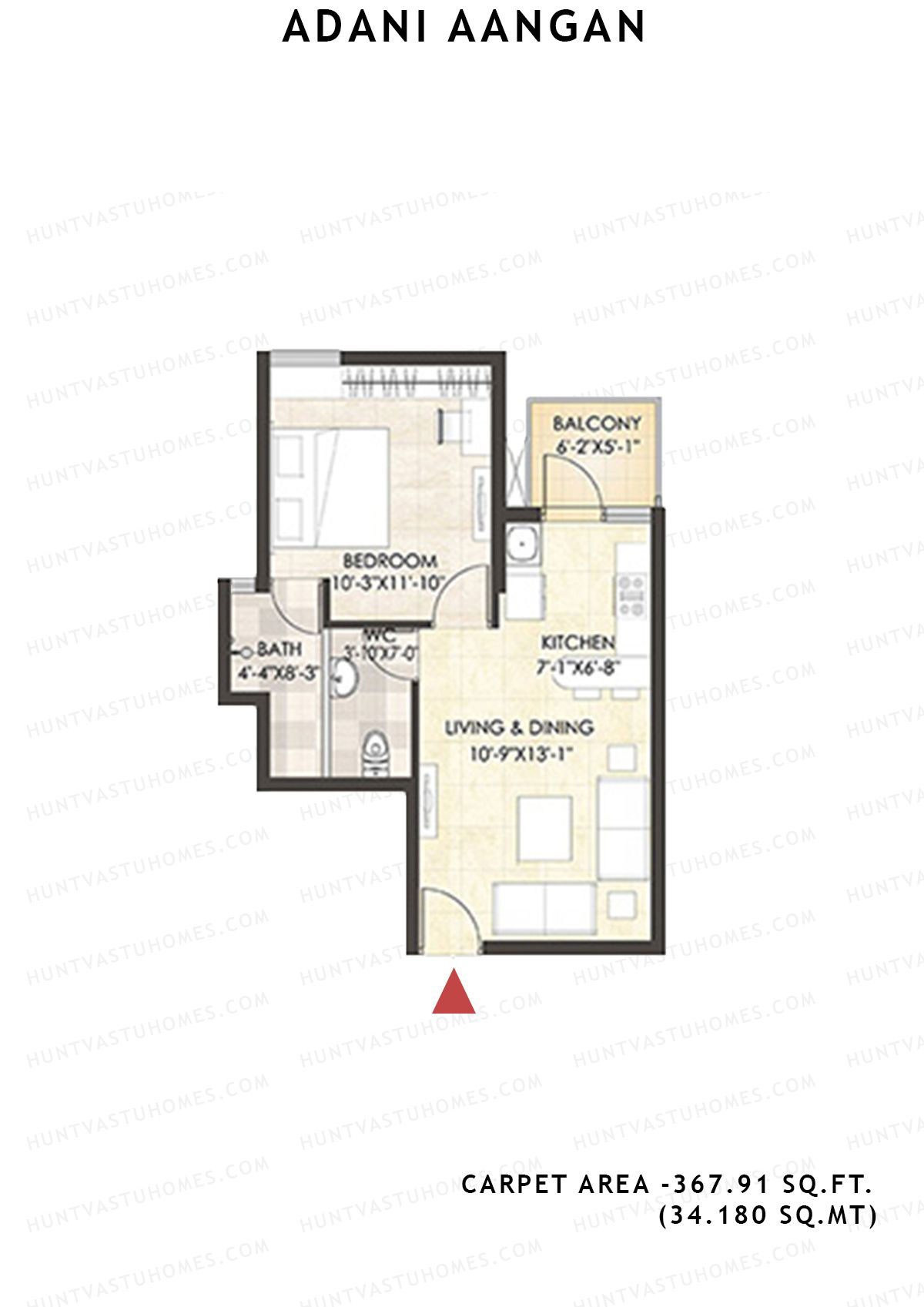 Adani Aangan Tower B2 Unit 8 (1 to 12,14, & 15 floor) Floor Plan