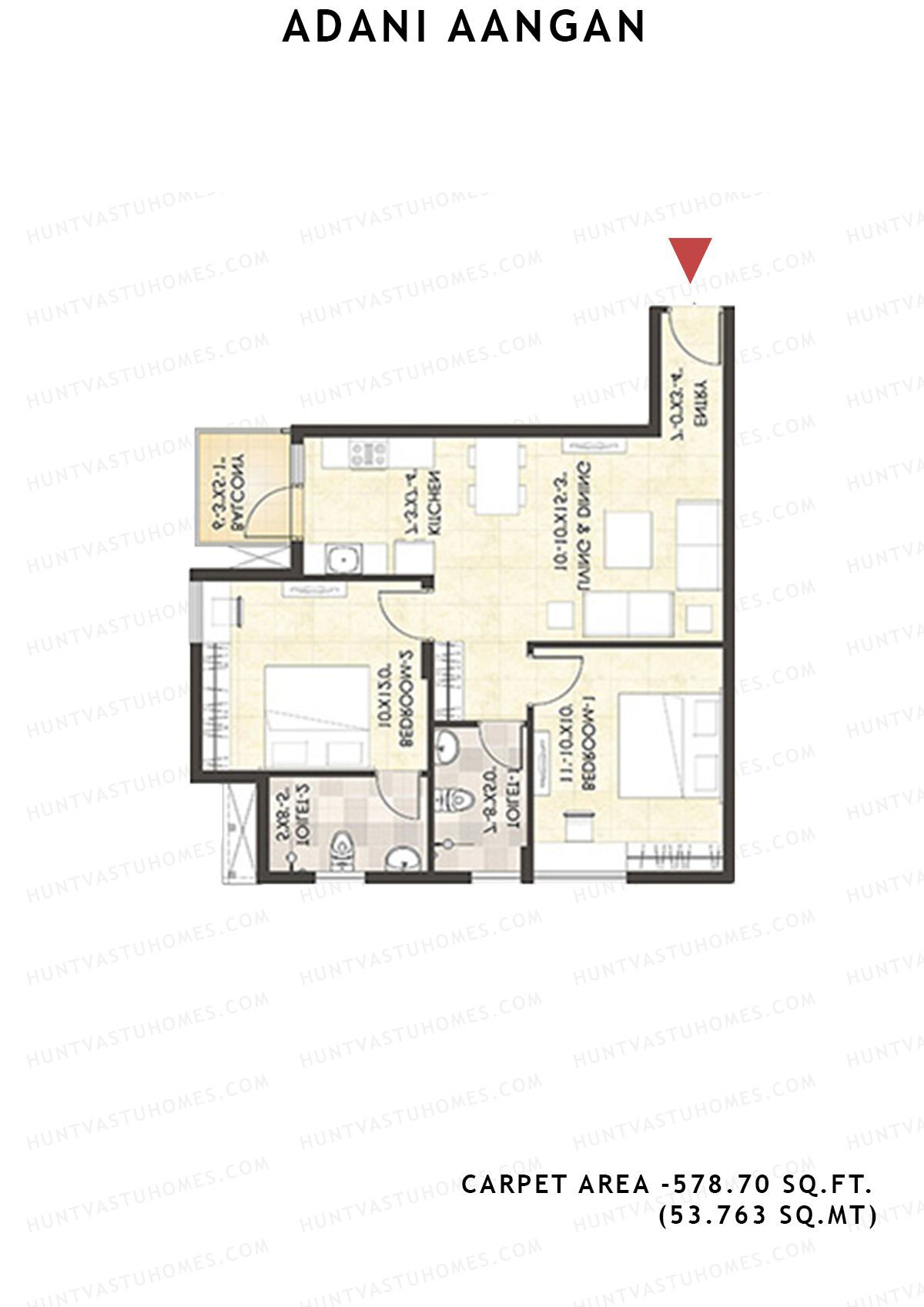 Adani Aangan Tower A2 Unit 10 (Type 9) Floor Plan