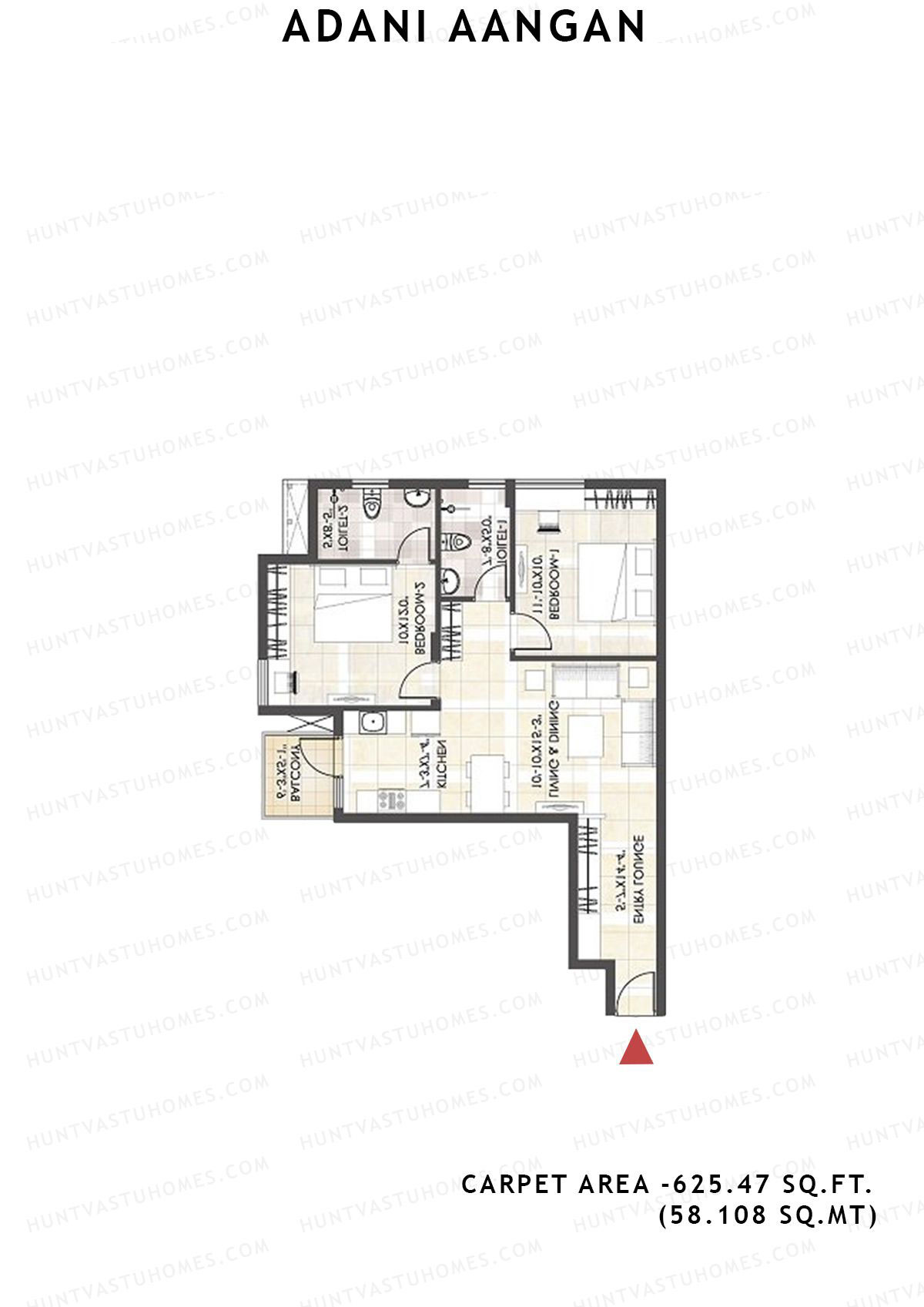 Adani Aangan Tower A3 Unit 1 (Type 10) Floor Plan