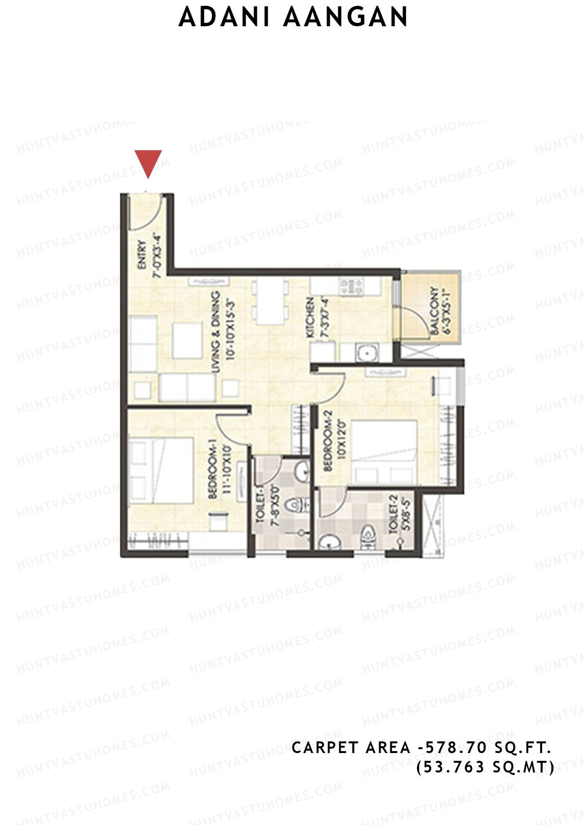 Adani Aangan Tower A4 Unit 9 (Type 9) Floor Plan