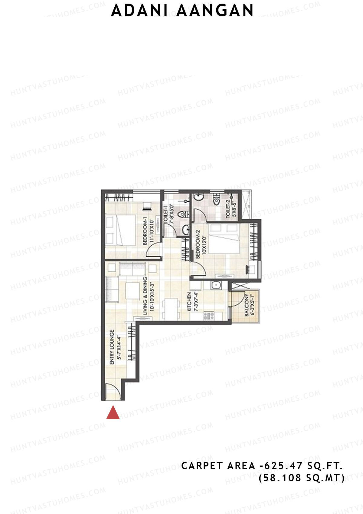 Adani Aangan Tower B1 Unit 2 (Type 10) Floor Plan